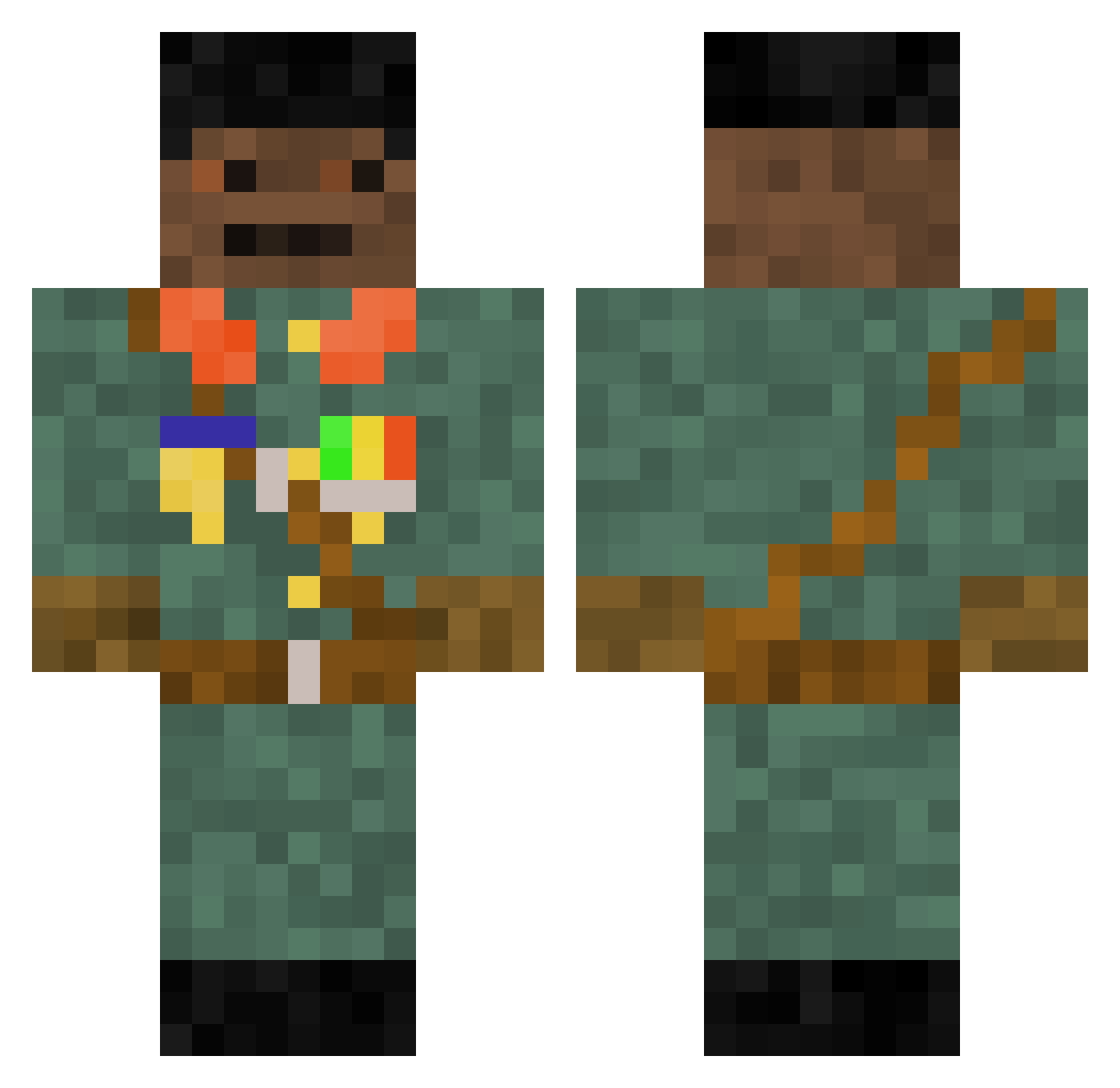 Vextoss Minecraft skin, front and back view