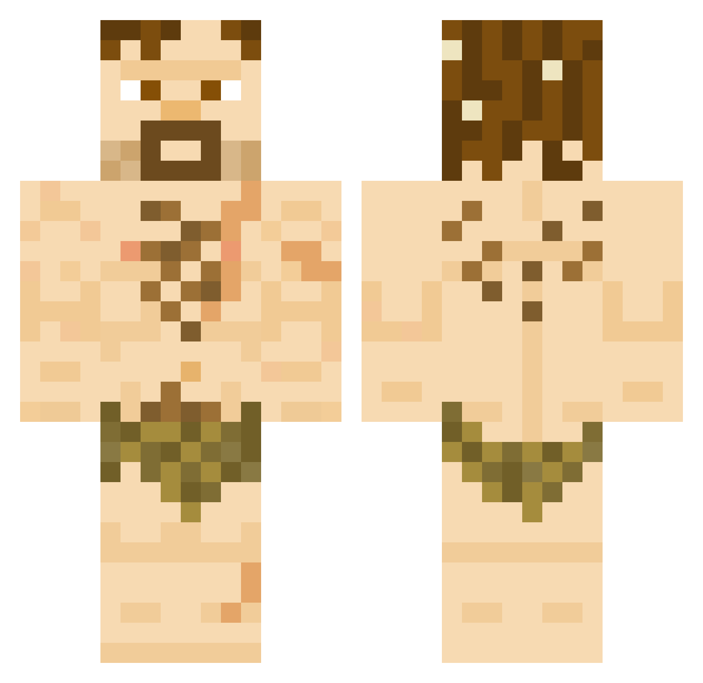 CaveManVillager Minecraft skin, front and back view