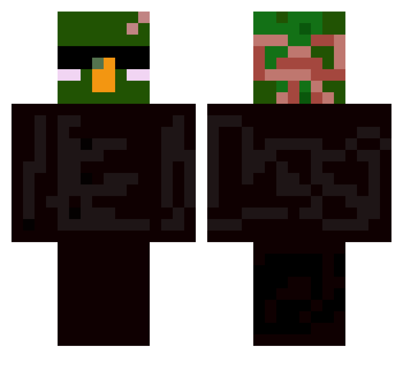 Spangela13 Minecraft skin, front and back view