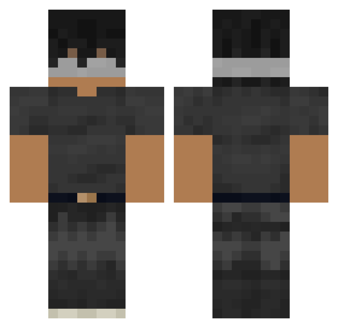 rubberys Minecraft skin, front and back view