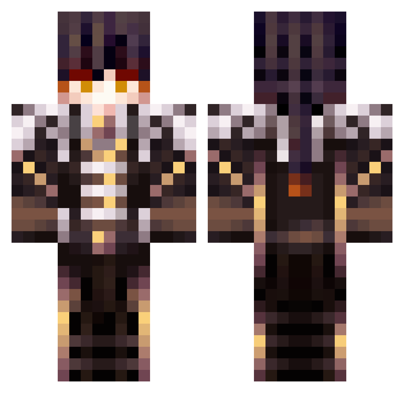 SpelunkyTMan Minecraft skin, front and back view