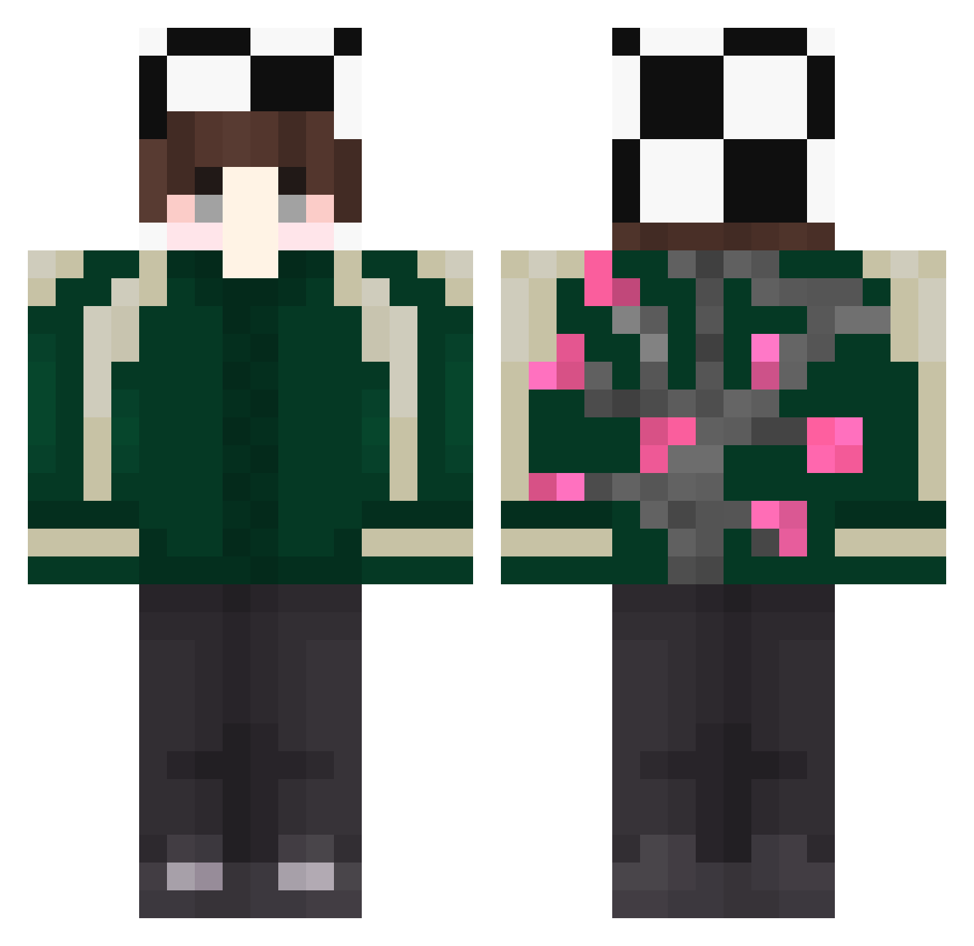 Gaygor Minecraft skin, front and back view