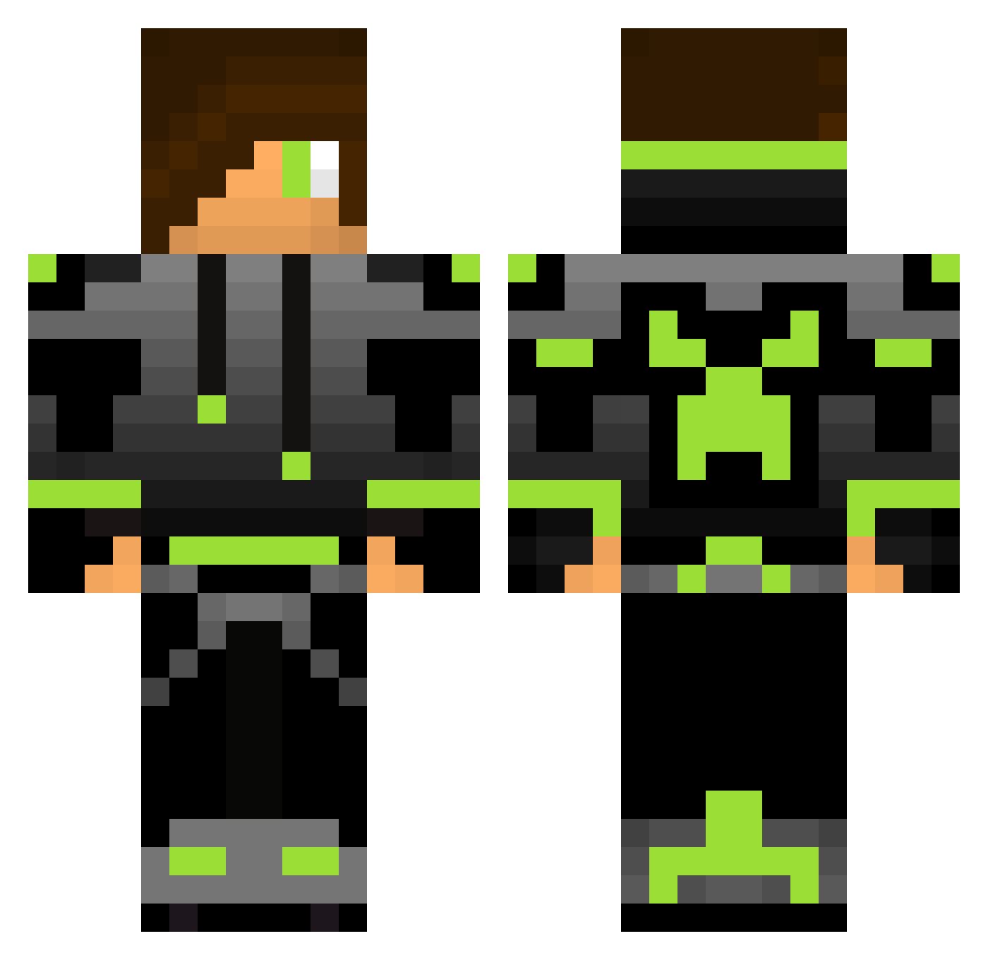 Scuse Minecraft skin, front and back view