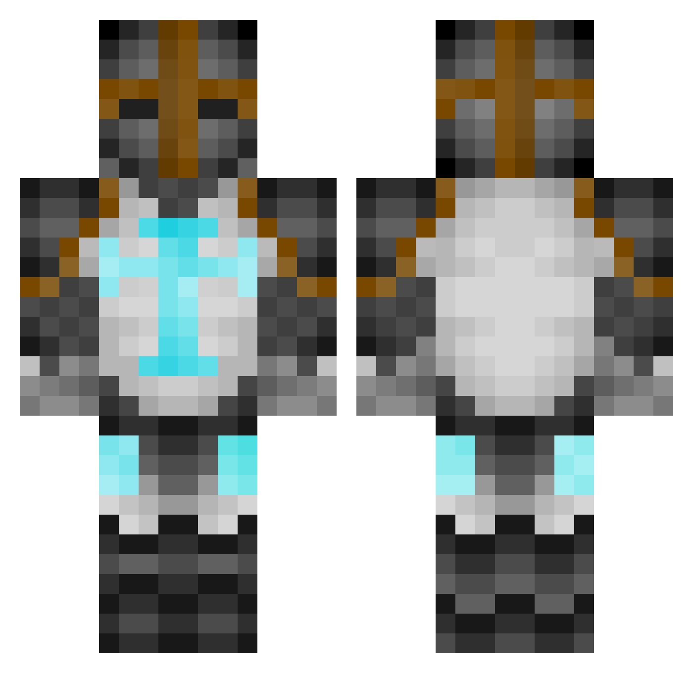 Negatiivinen Minecraft skin, front and back view