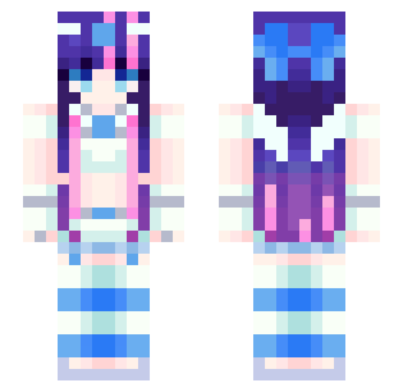 MikaelaHill Minecraft skin, front and back view