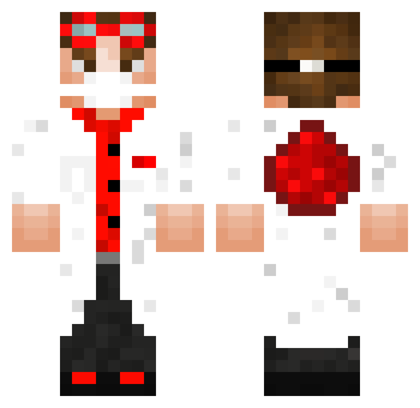 DocRedstone Minecraft skin, front and back view
