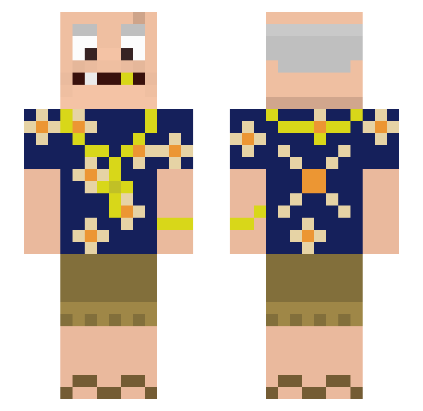 xBullos Minecraft skin, front and back view