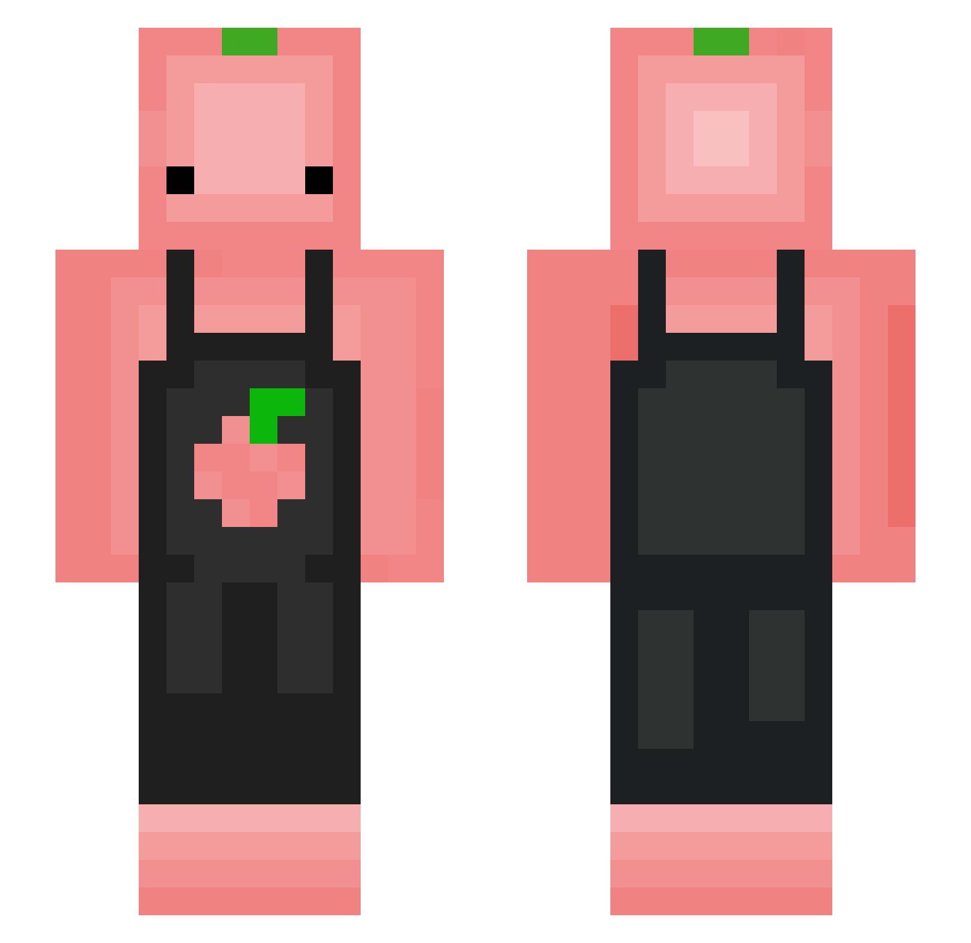 NotGiggle Minecraft skin, front and back view