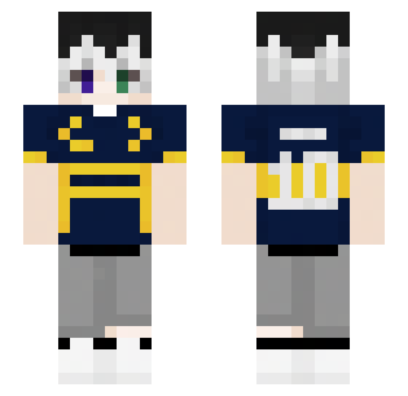 Tato21 Minecraft skin, front and back view