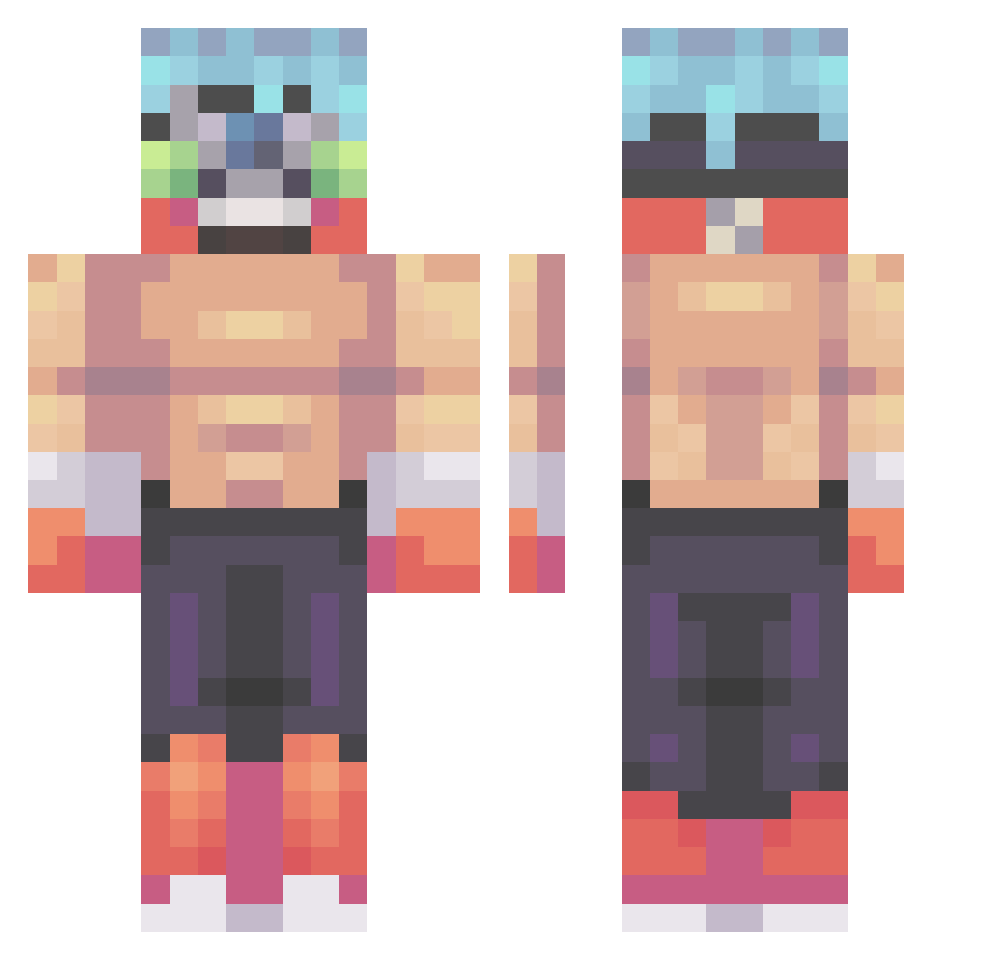 Shartgod420 Minecraft skin, front and back view