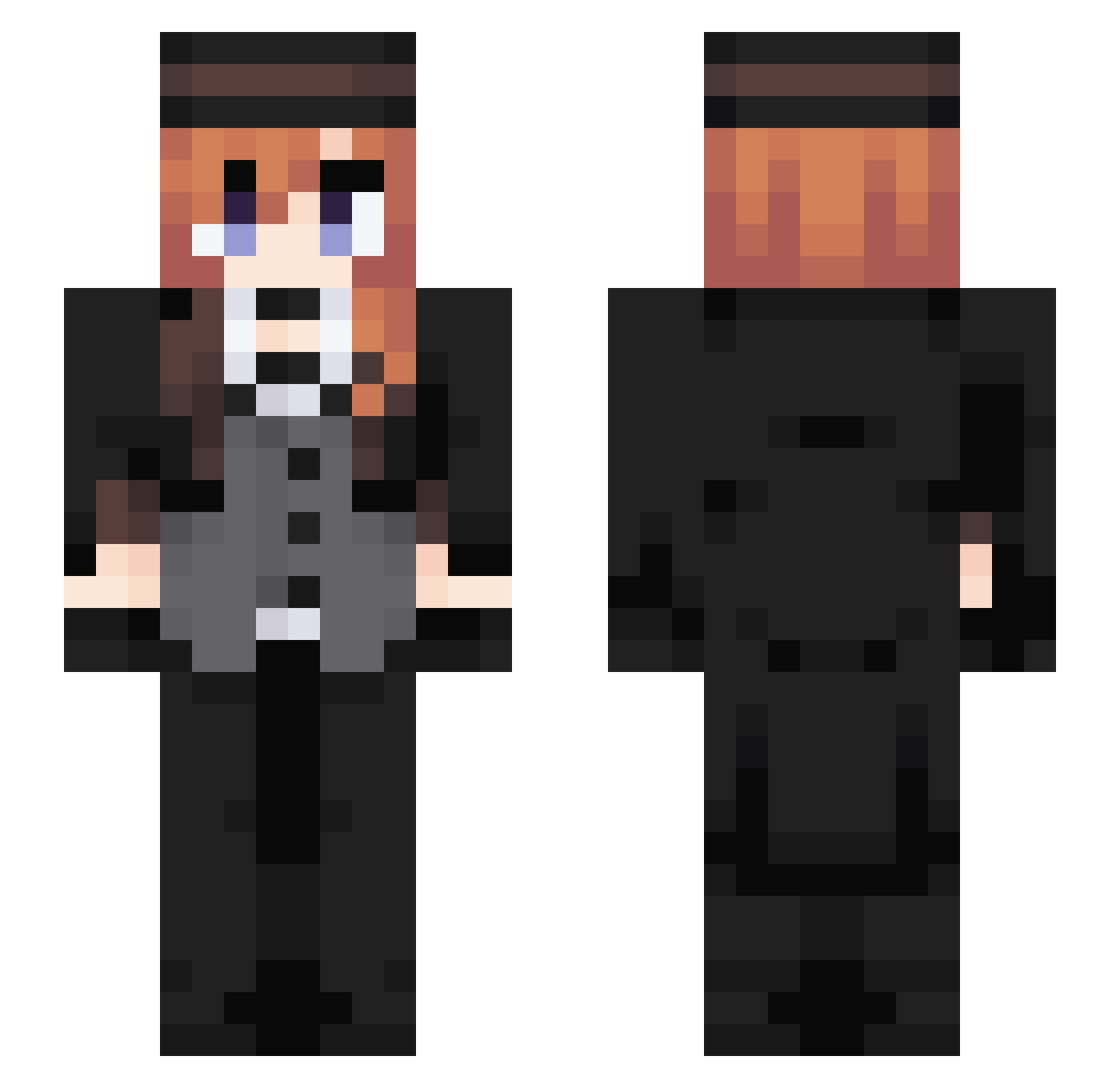 Wimuo Minecraft skin, front and back view