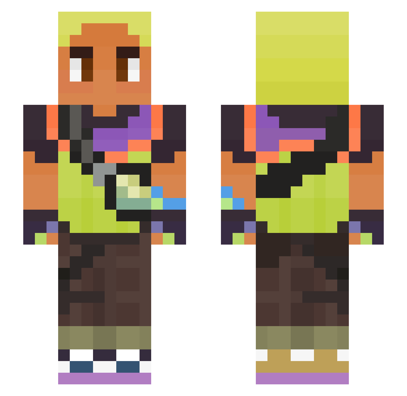 dustinsnotreal Minecraft skin, front and back view