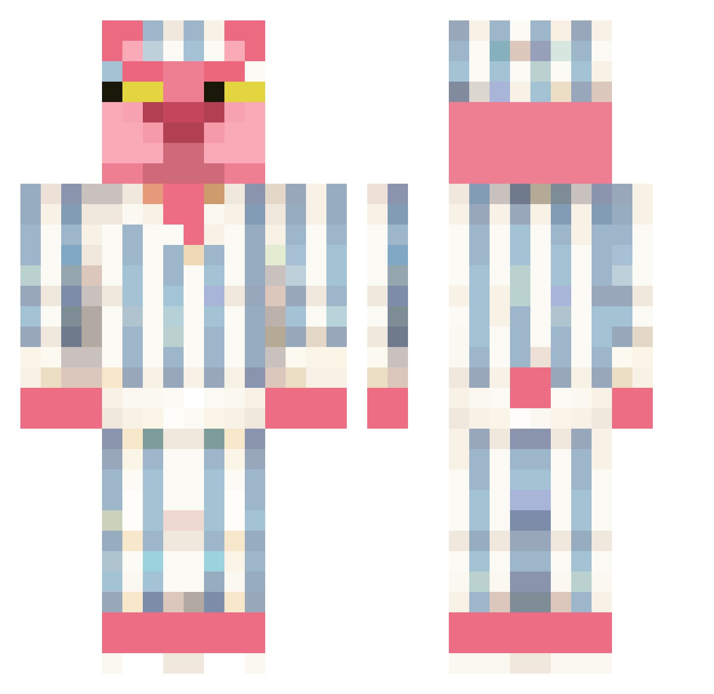PinkePanther98 Minecraft skin, front and back view