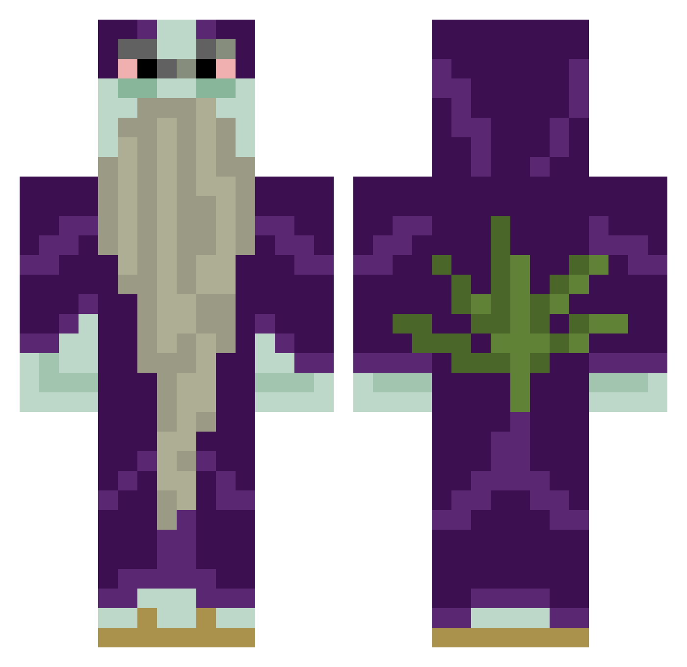 FIamlngo Minecraft skin, front and back view