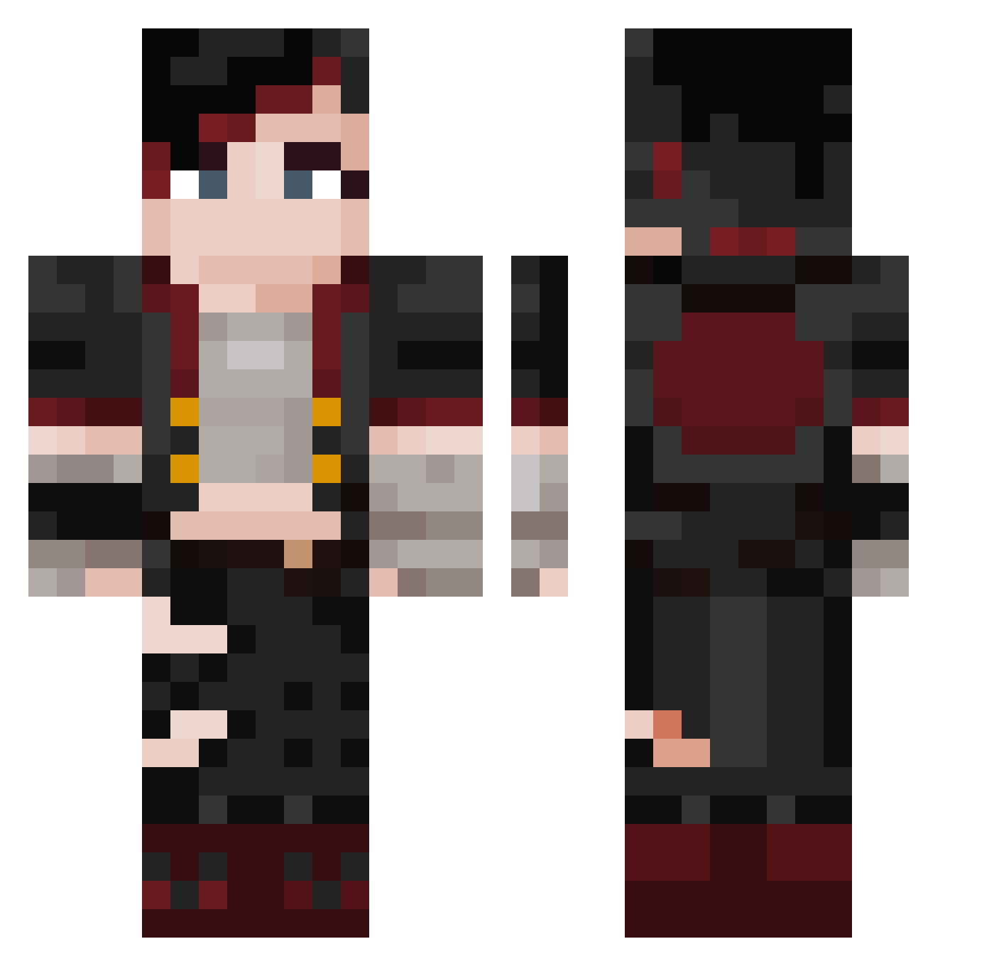 ZeusKurama Minecraft skin, front and back view