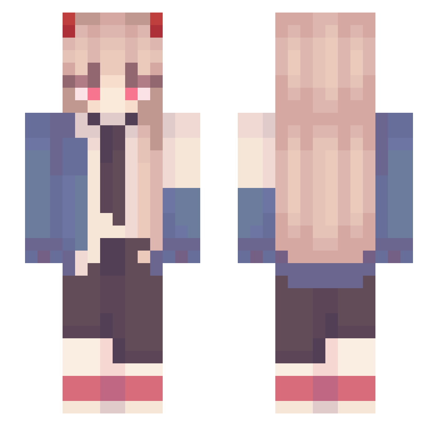 MissChewie316 Minecraft skin, front and back view
