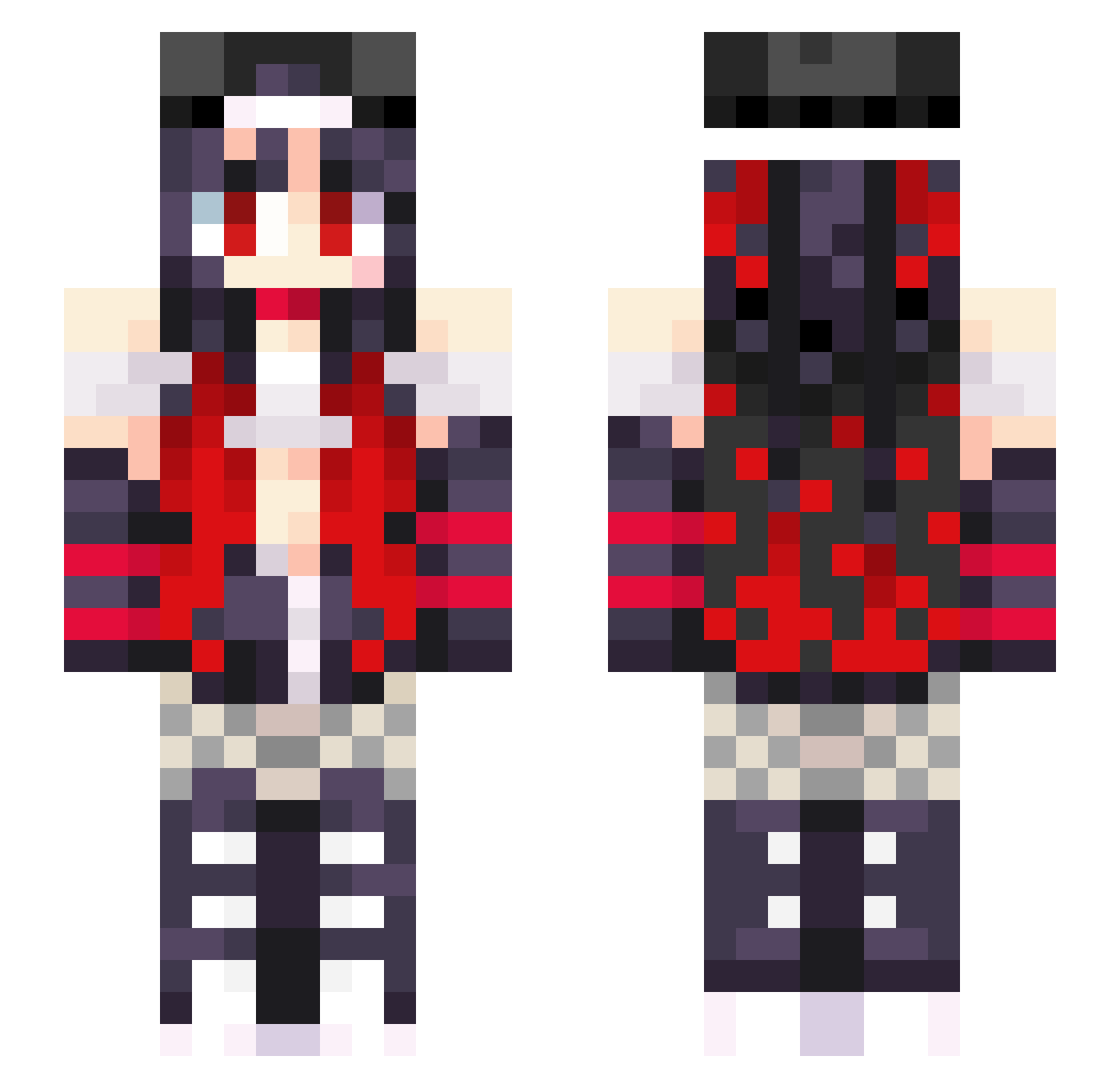 Rednotice042 Minecraft skin, front and back view