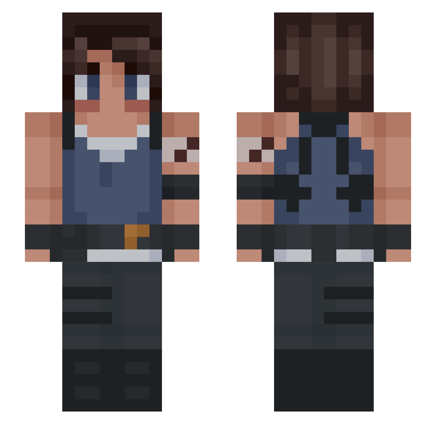 Monibloop Minecraft skin, front and back view