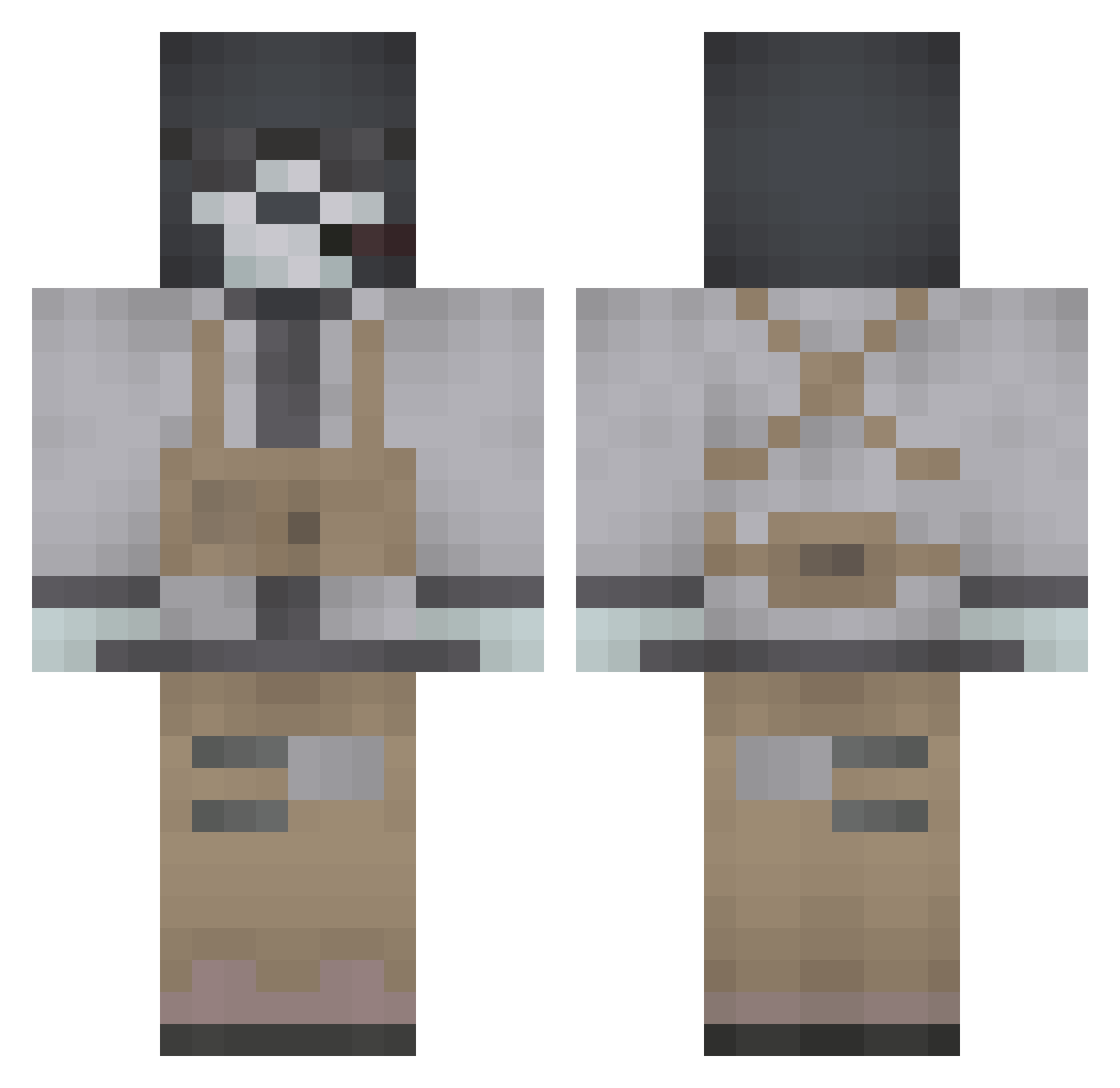 ShutupWhaley Minecraft skin, front and back view