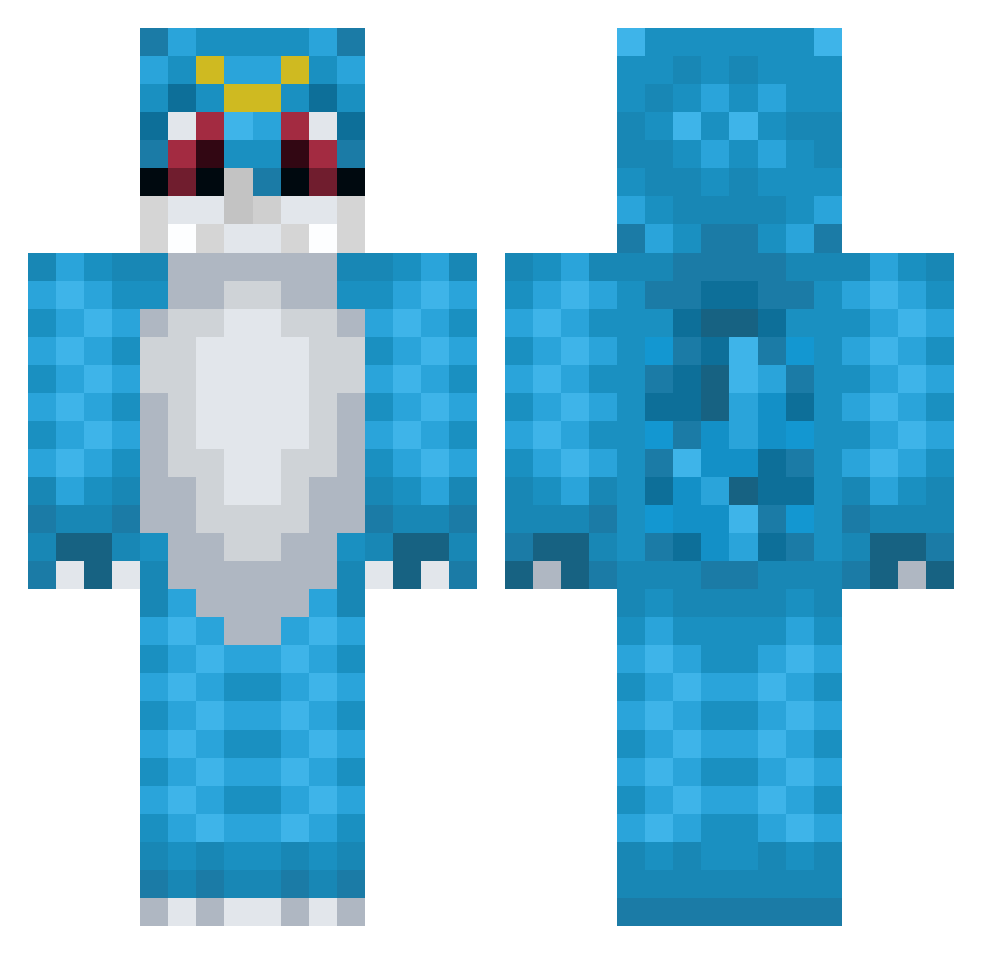 xLomio Minecraft skin, front and back view