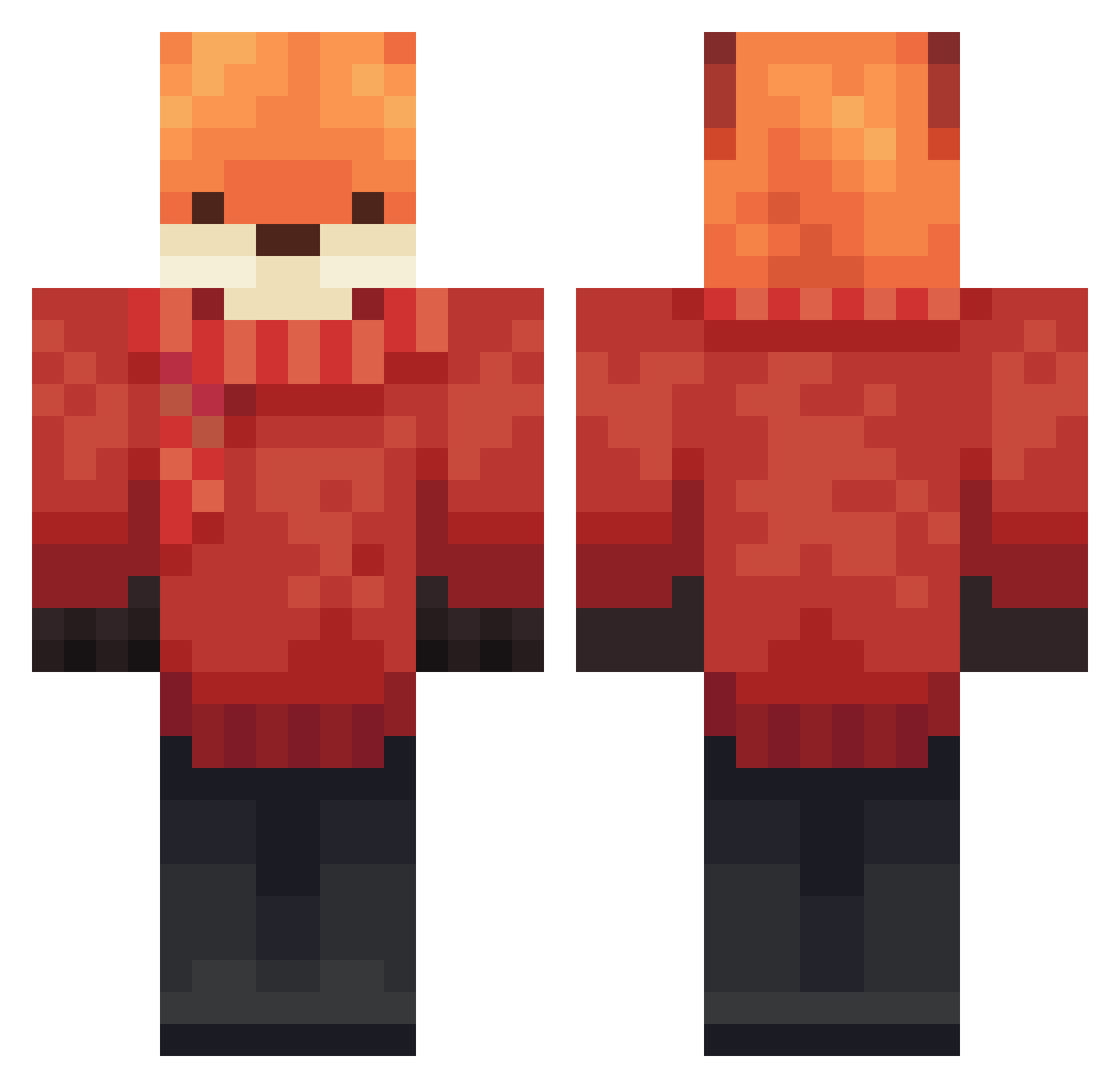 Neyneon Minecraft skin, front and back view