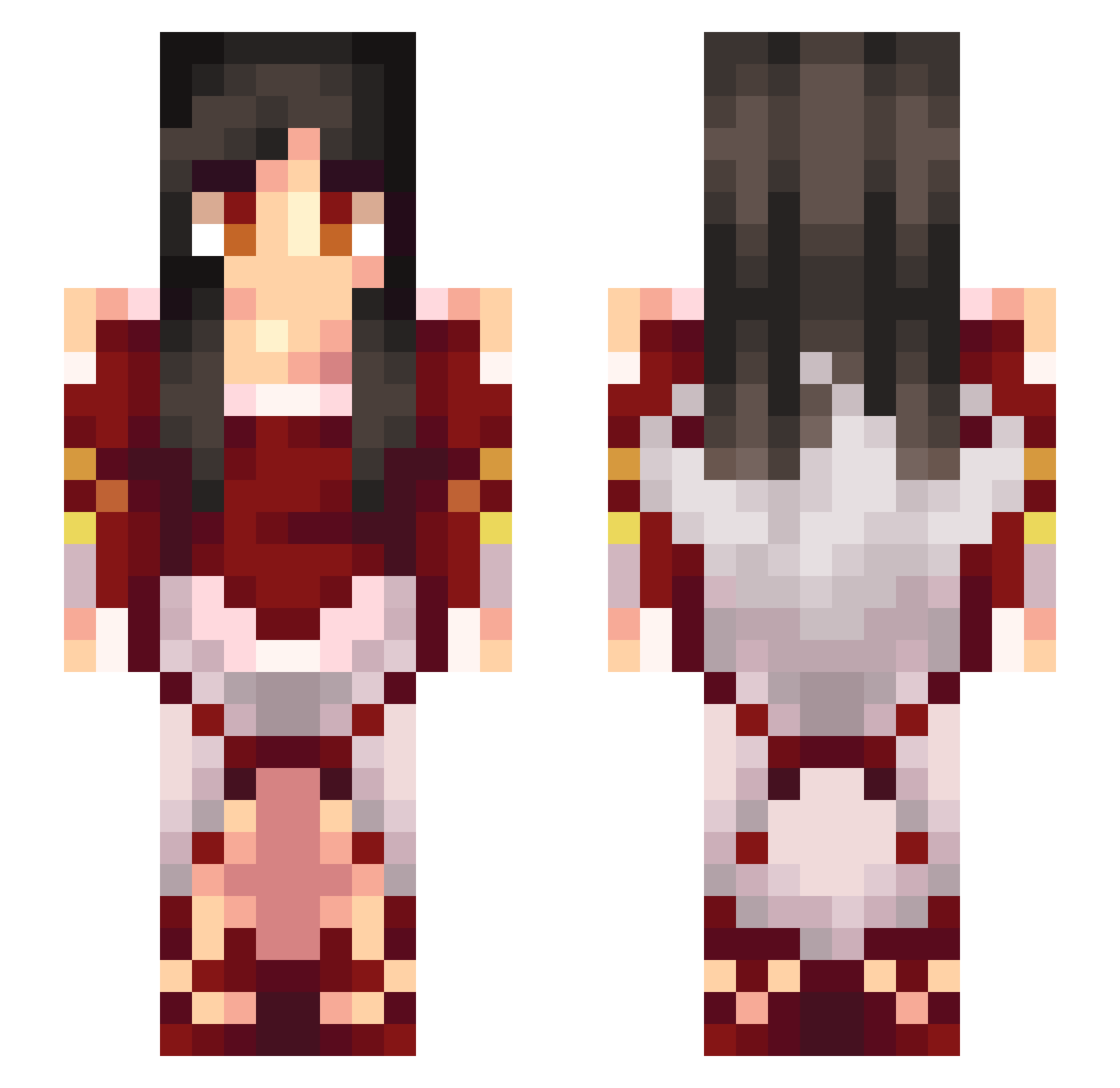 PlayD3D Minecraft skin, front and back view