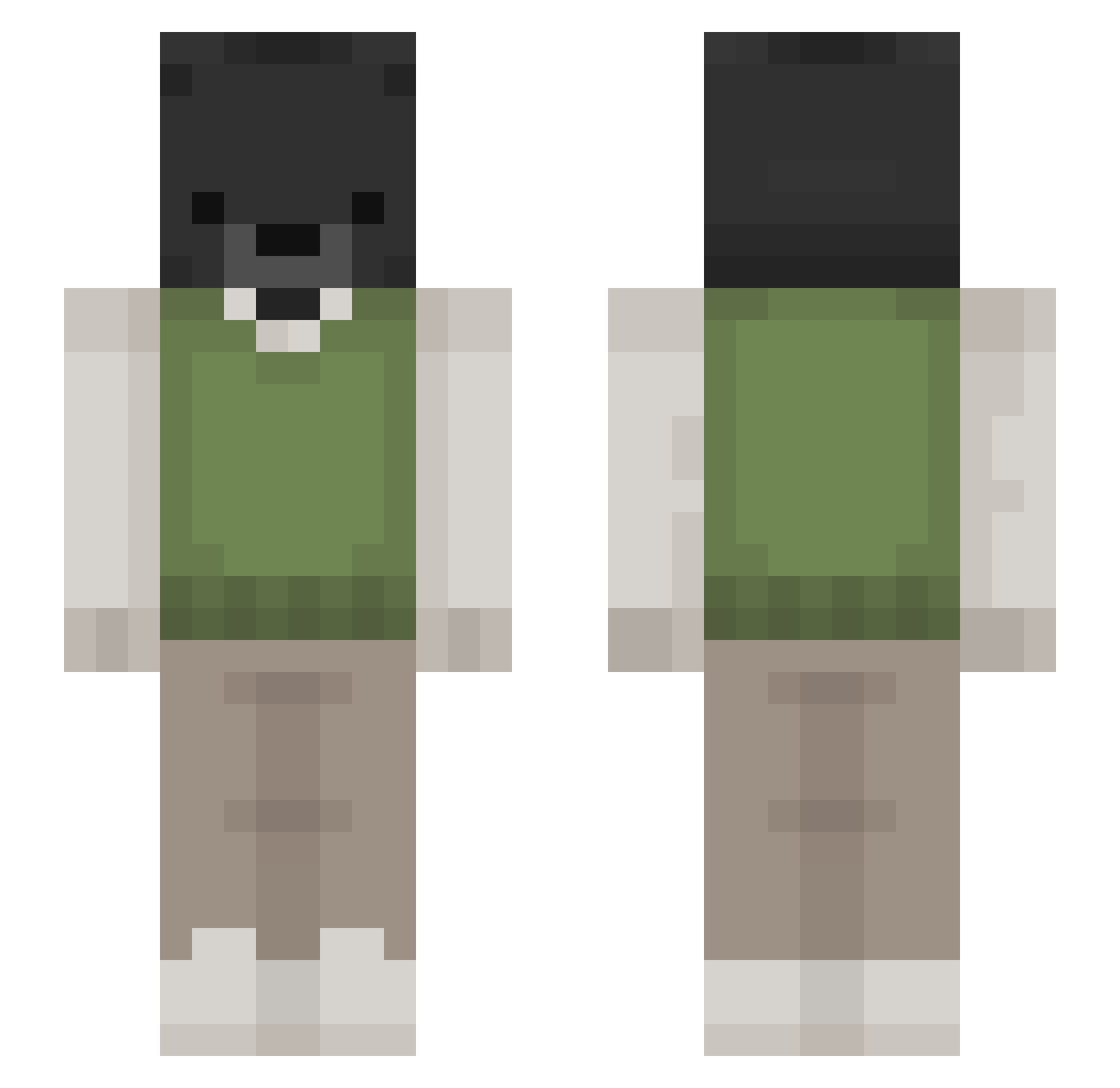 Side0n Minecraft skin, front and back view