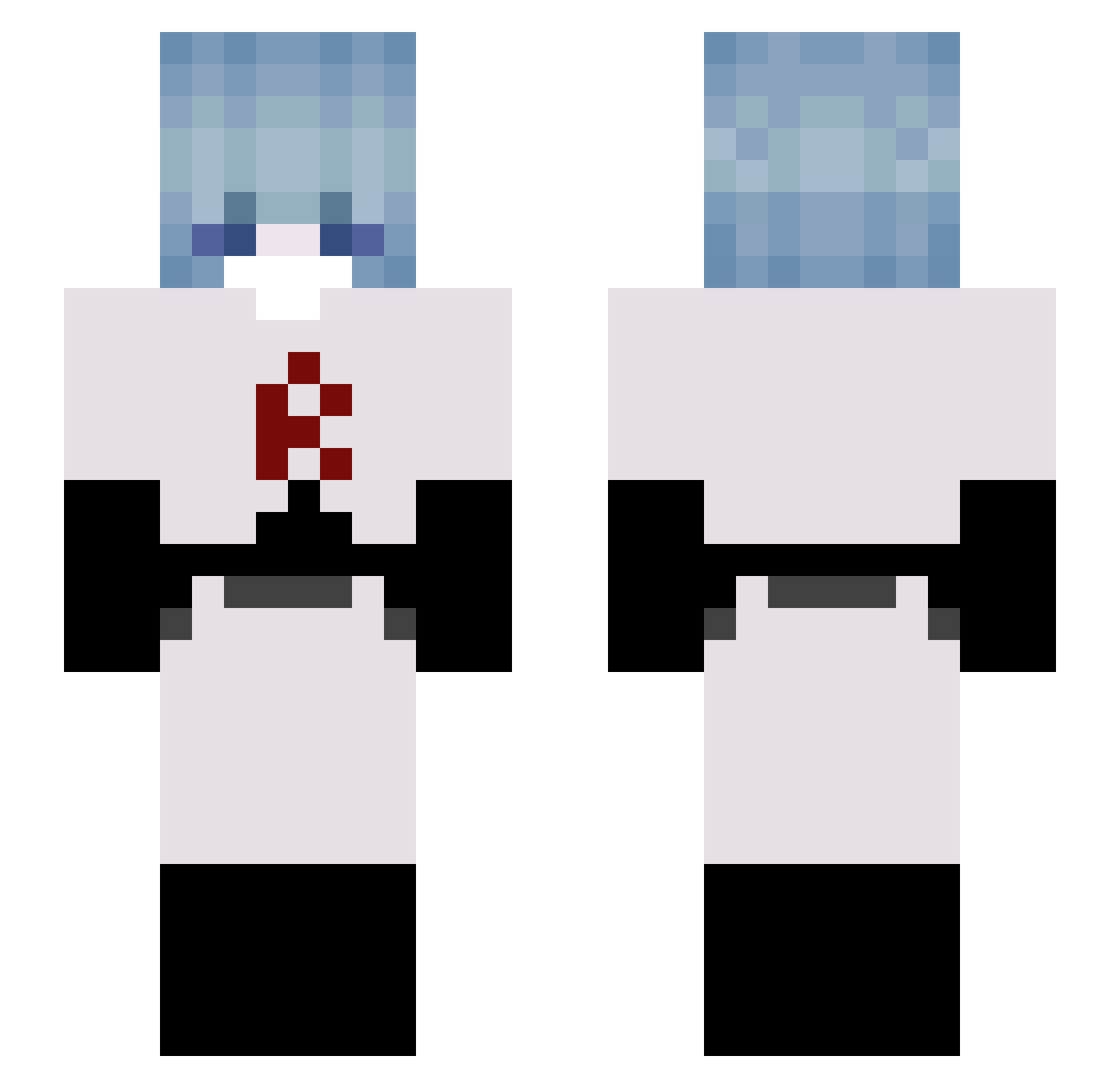 splashverse Minecraft skin, front and back view