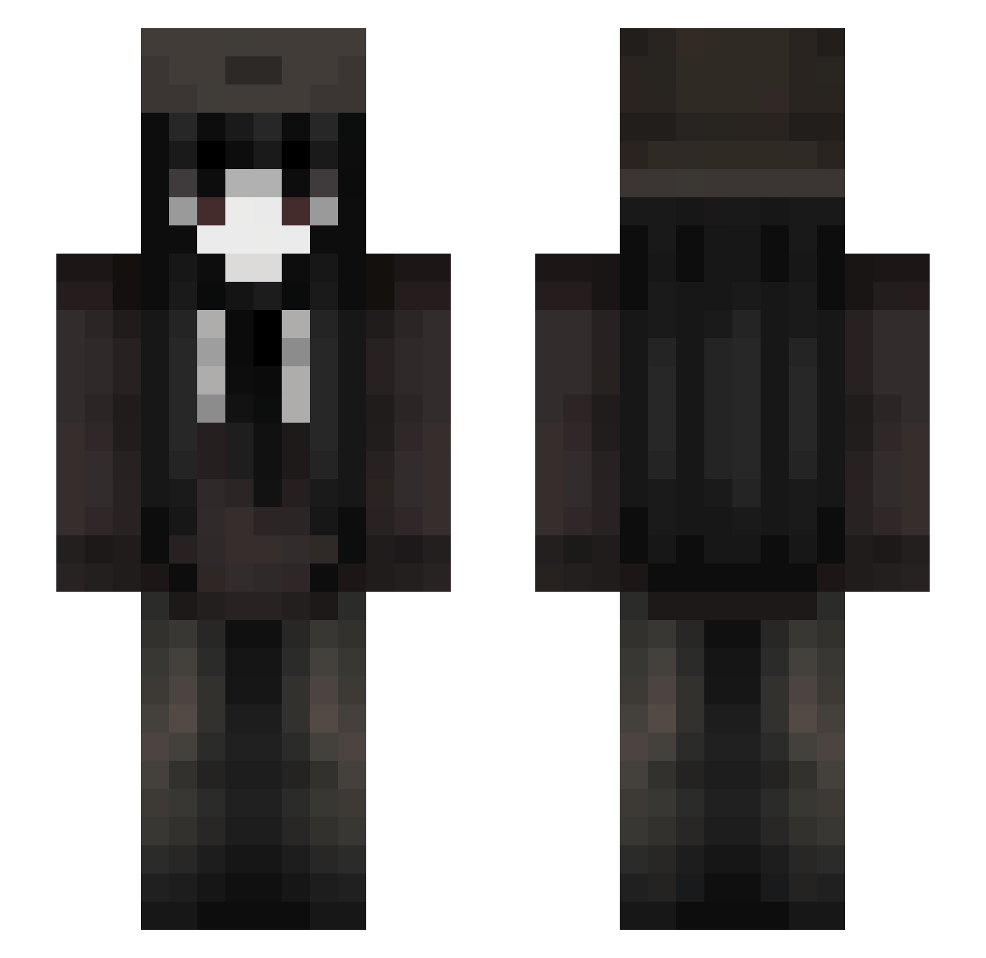 wrathv Minecraft skin, front and back view