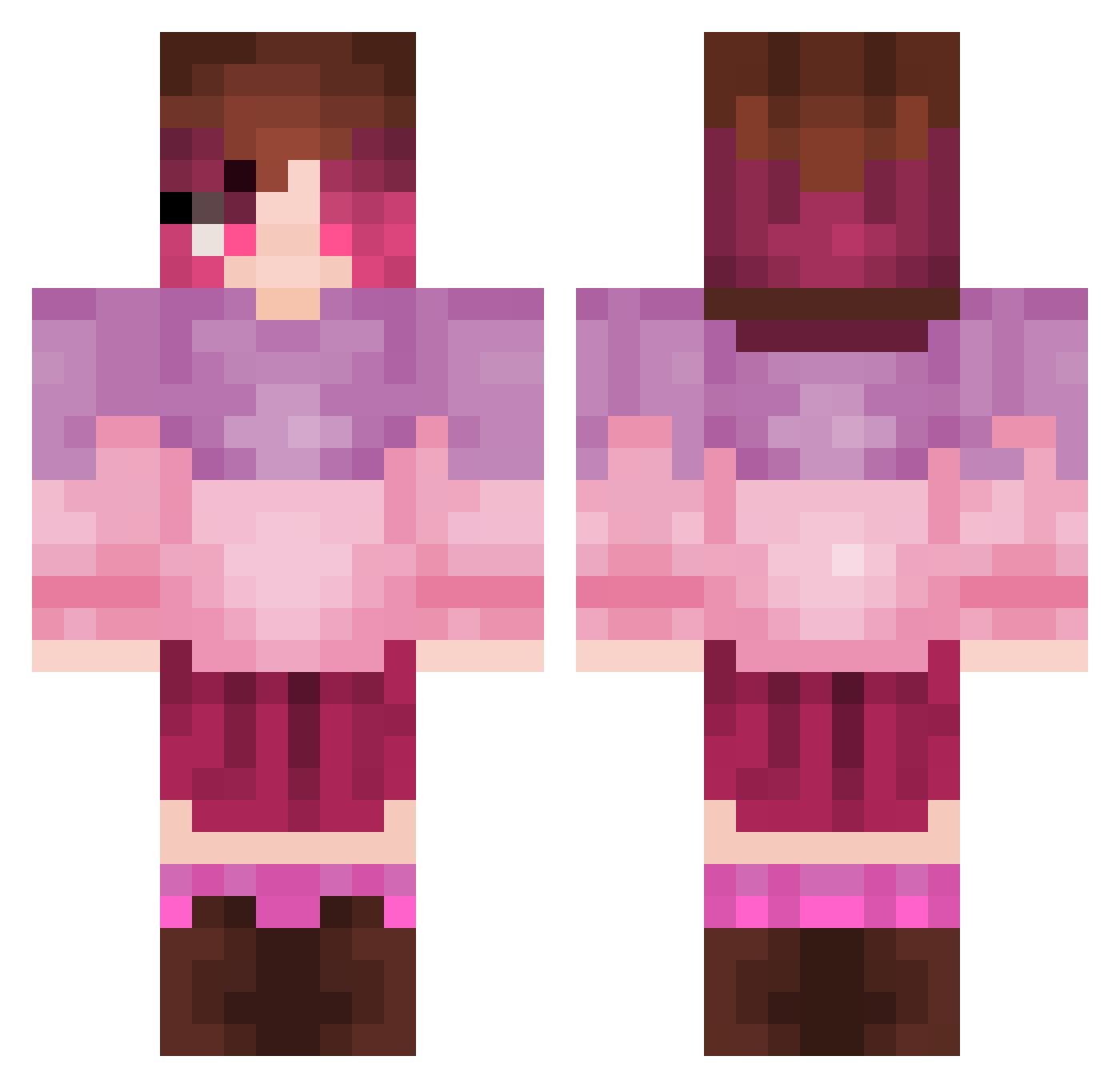 AvianKnot Minecraft skin, front and back view