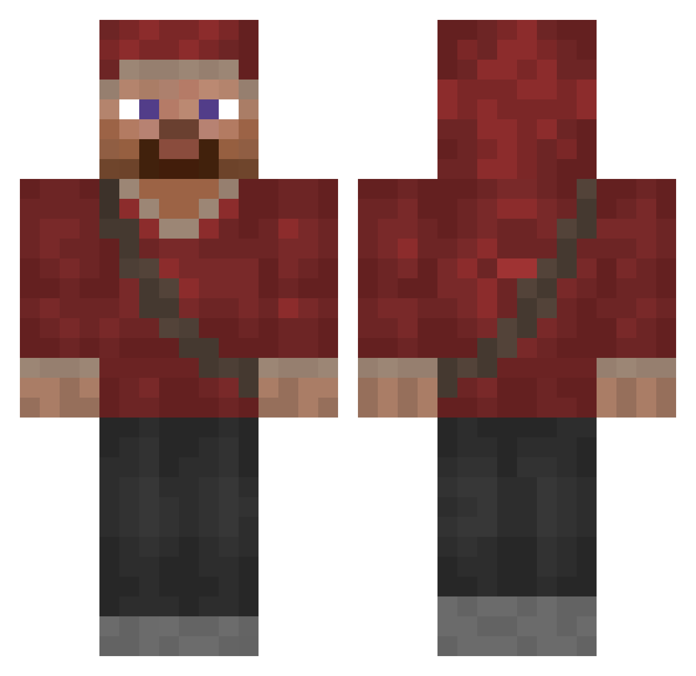 MineI3 Minecraft skin, front and back view