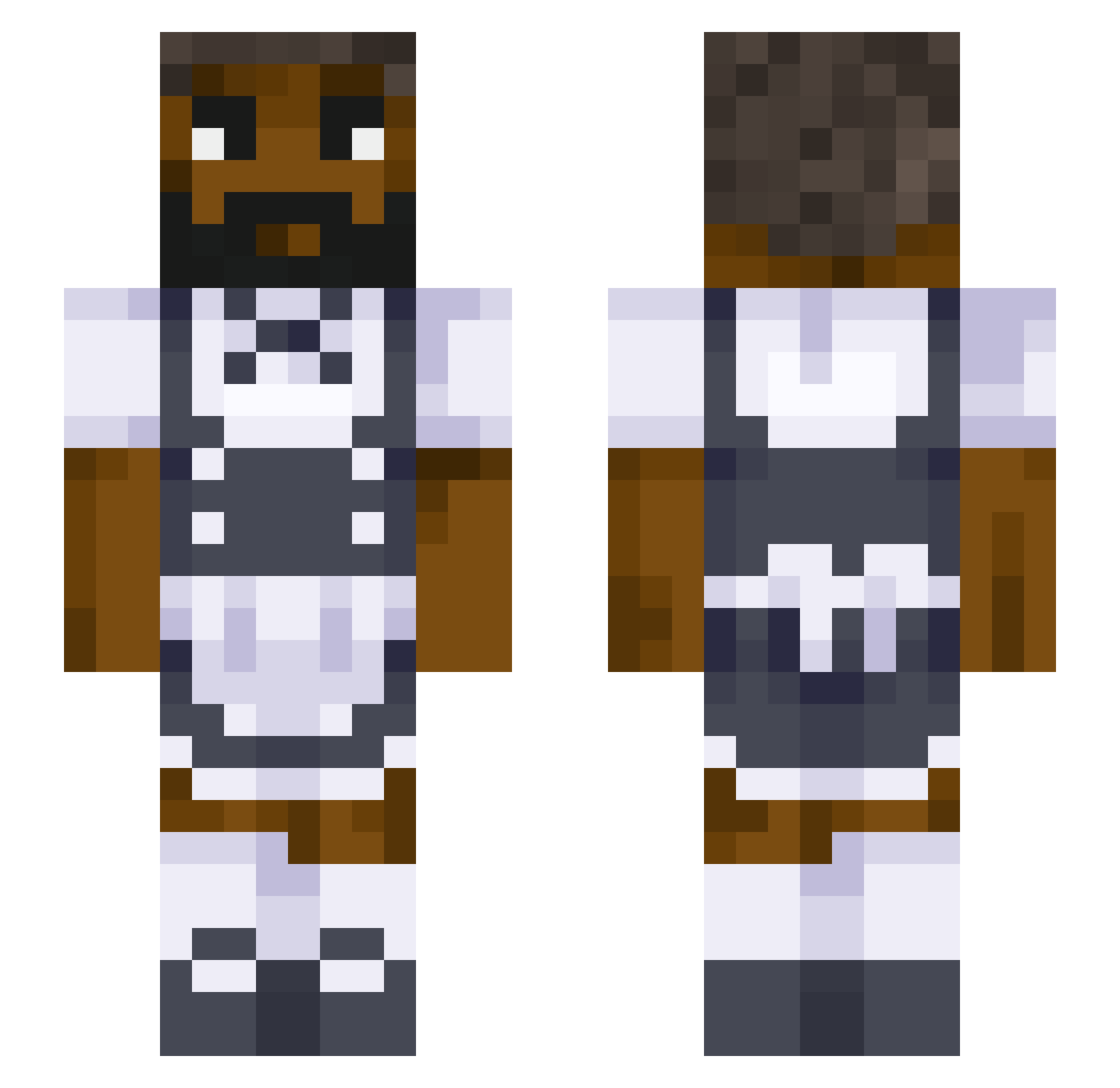 fakeover Minecraft skin, front and back view