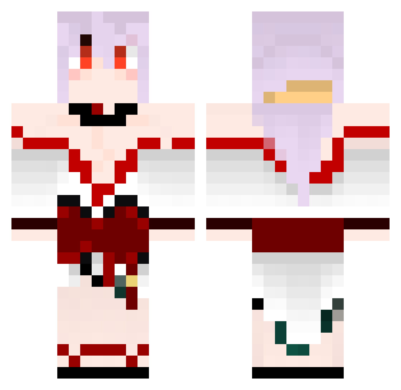 Akame520 Minecraft skin, front and back view