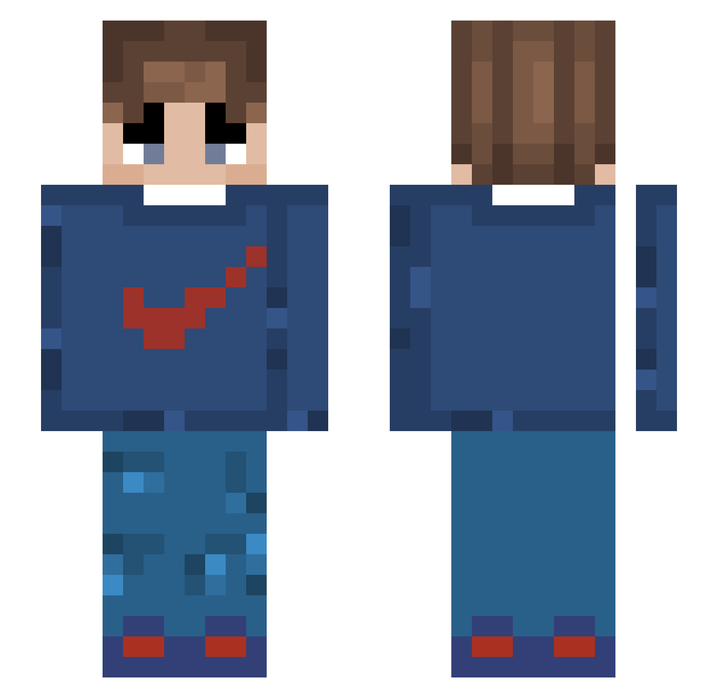 Roanboef Minecraft skin, front and back view