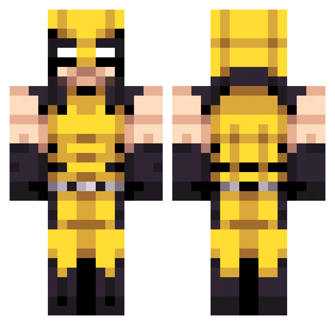 Pixelmcmobs Minecraft skin, front and back view