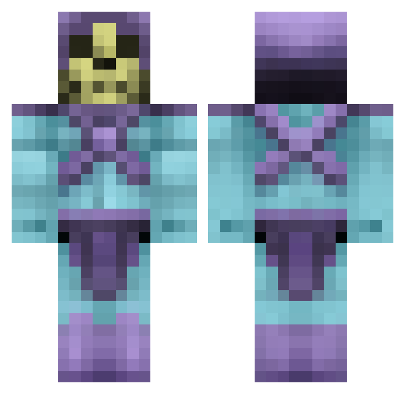 ToastYourChild Minecraft skin, front and back view