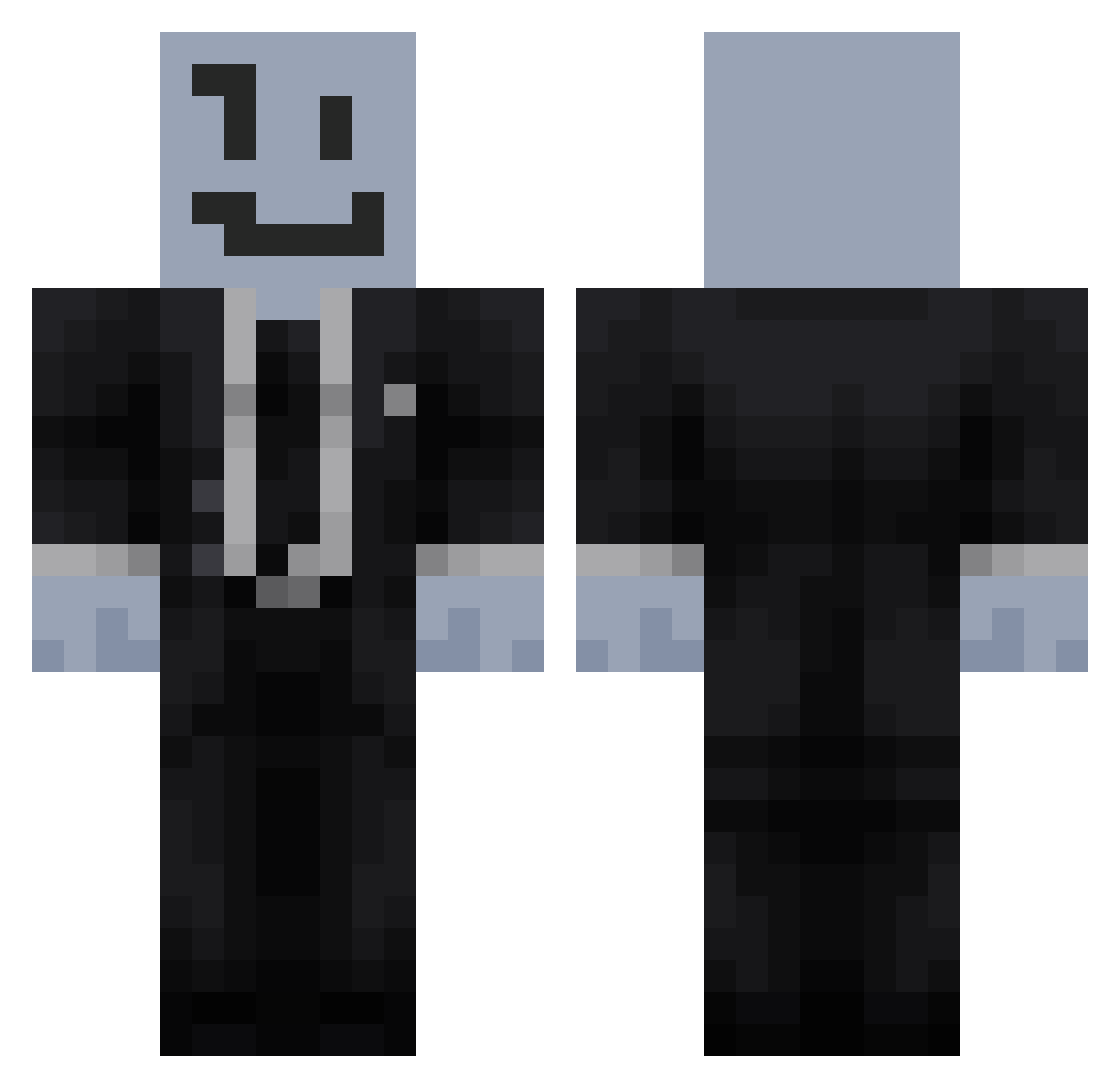Grimisky Minecraft skin, front and back view