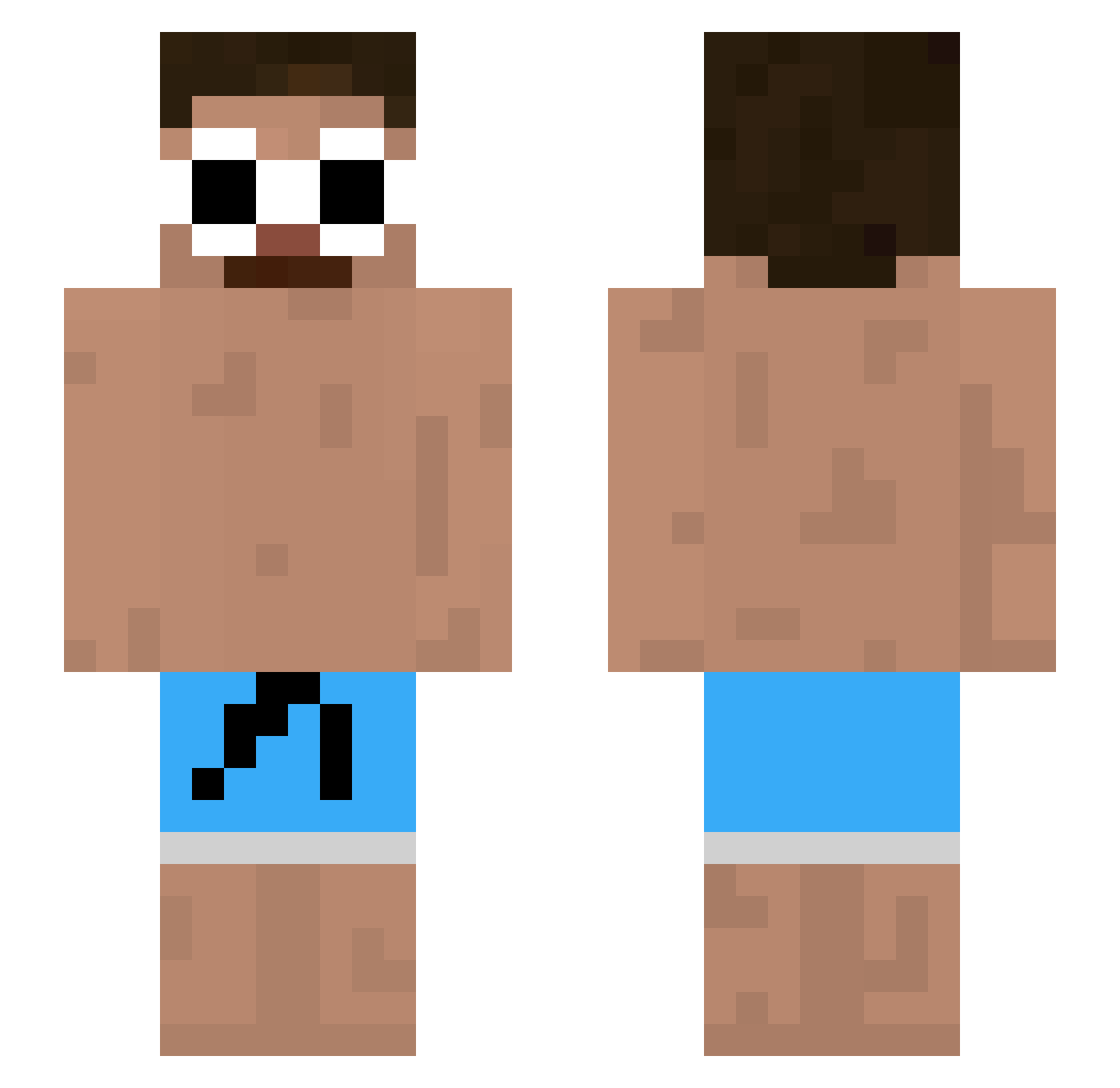 DisFaka Minecraft skin, front and back view
