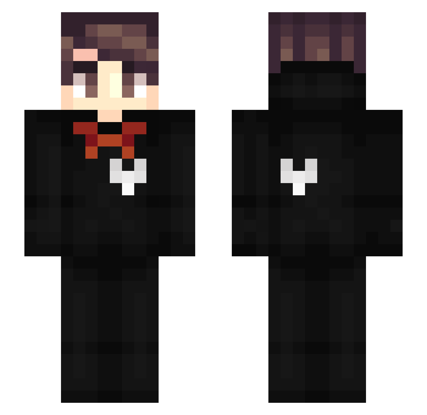 KommHbF Minecraft skin, front and back view