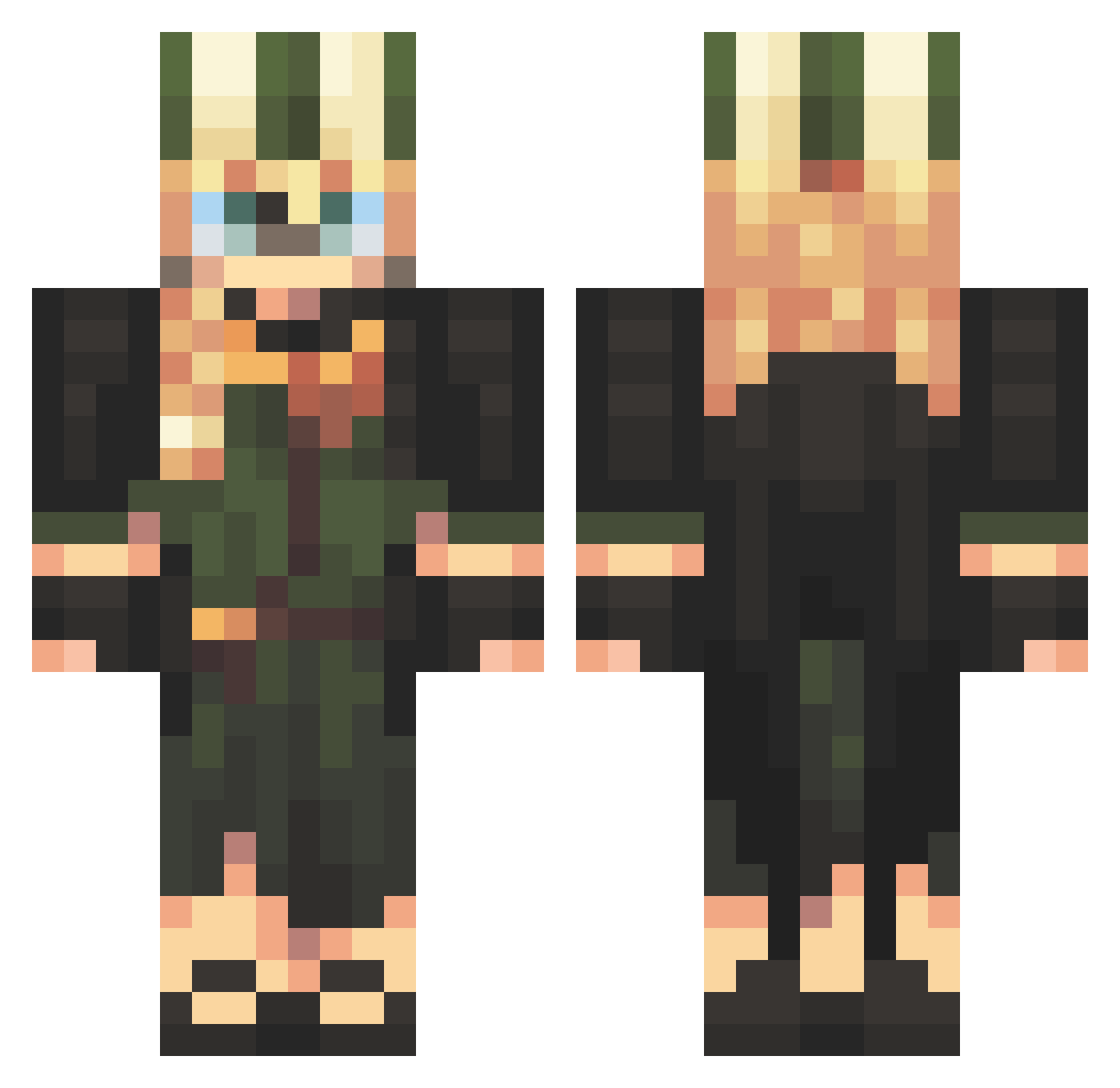 phllzas Minecraft skin, front and back view