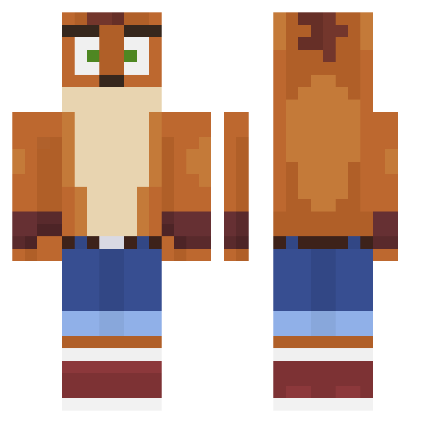 Ghostlier Minecraft skin, front and back view
