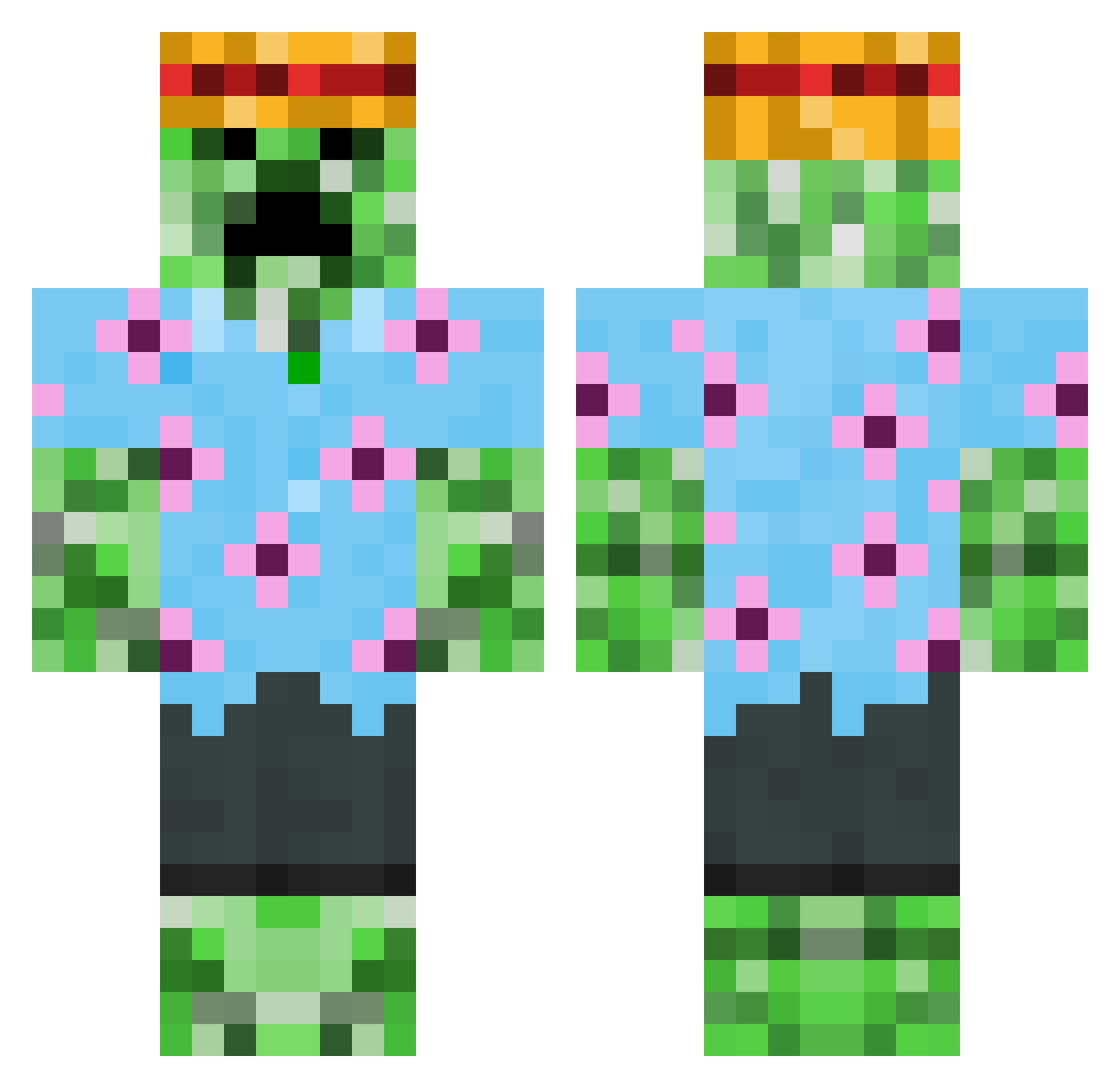 WeekendCrafter Minecraft skin, front and back view