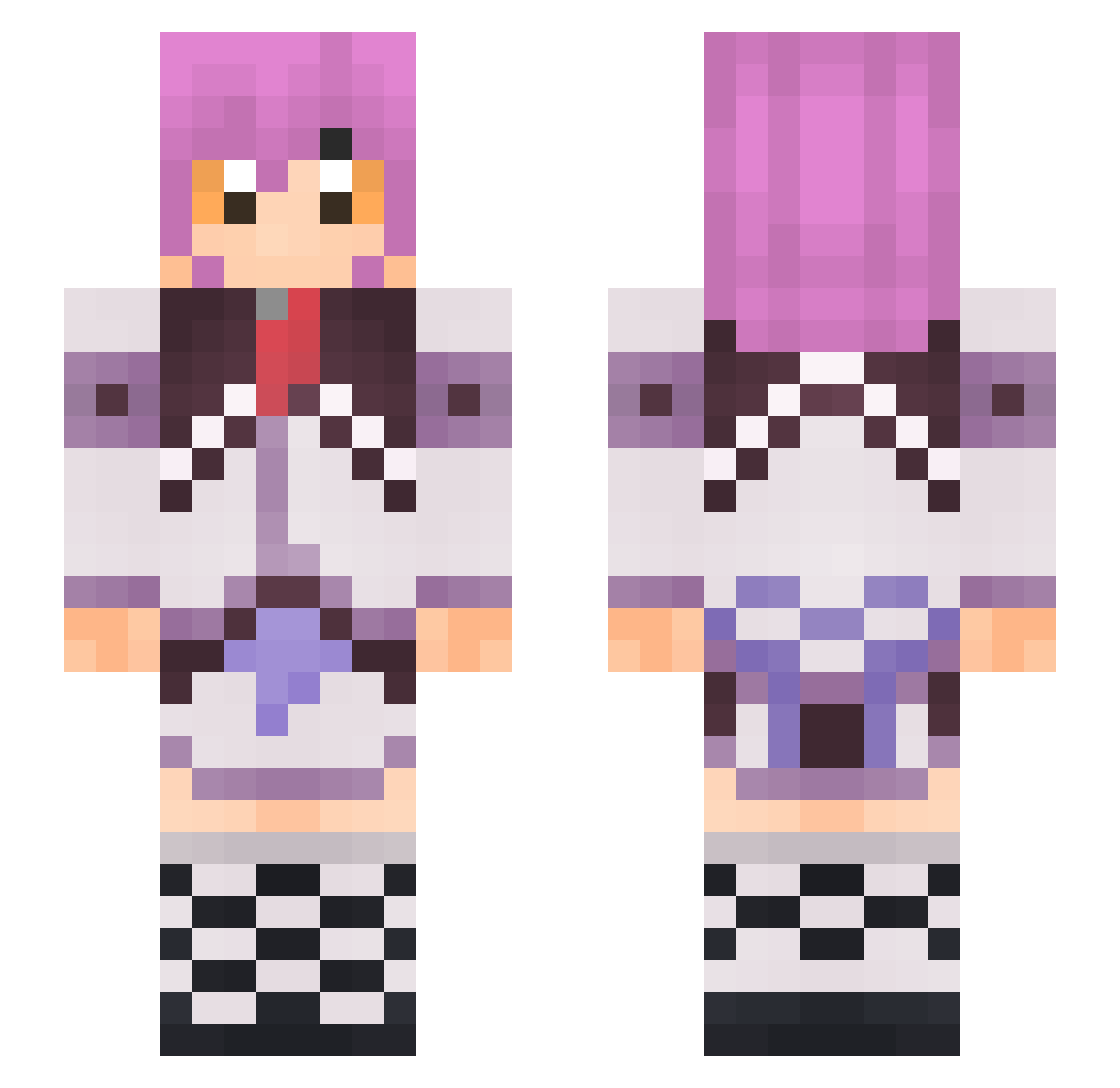 shinogen Minecraft skin, front and back view