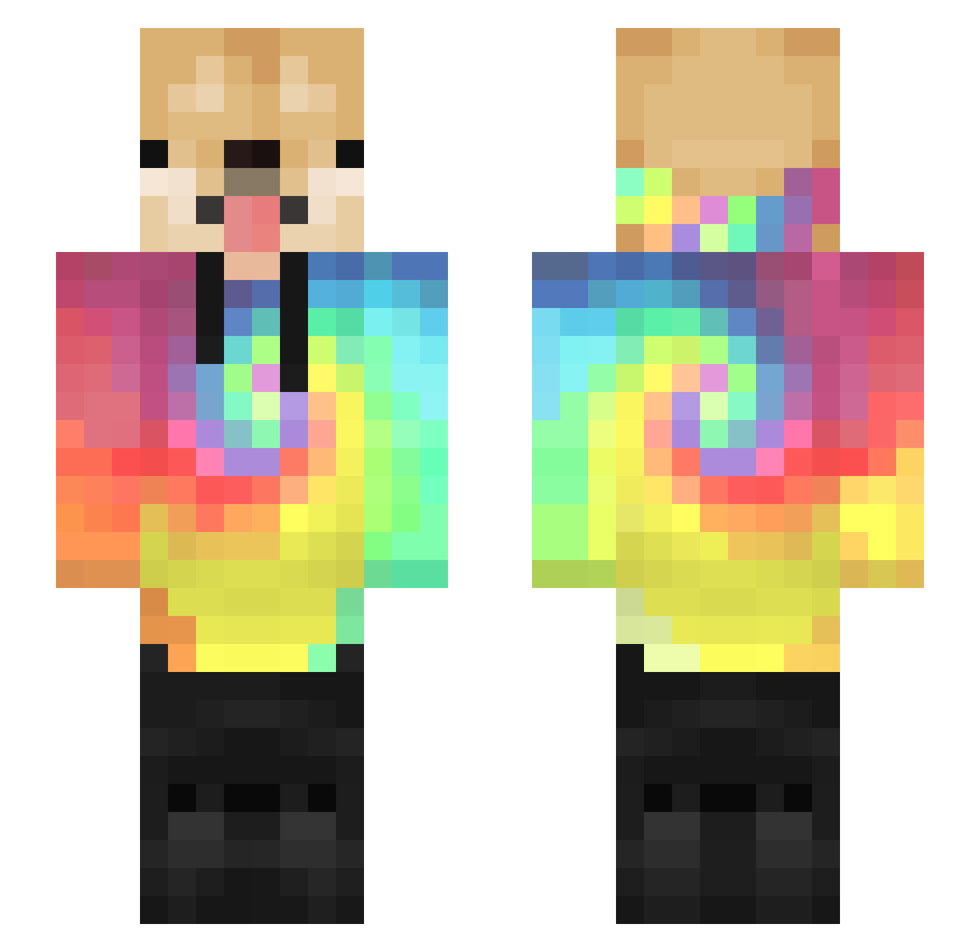 Svicata Minecraft skin, front and back view