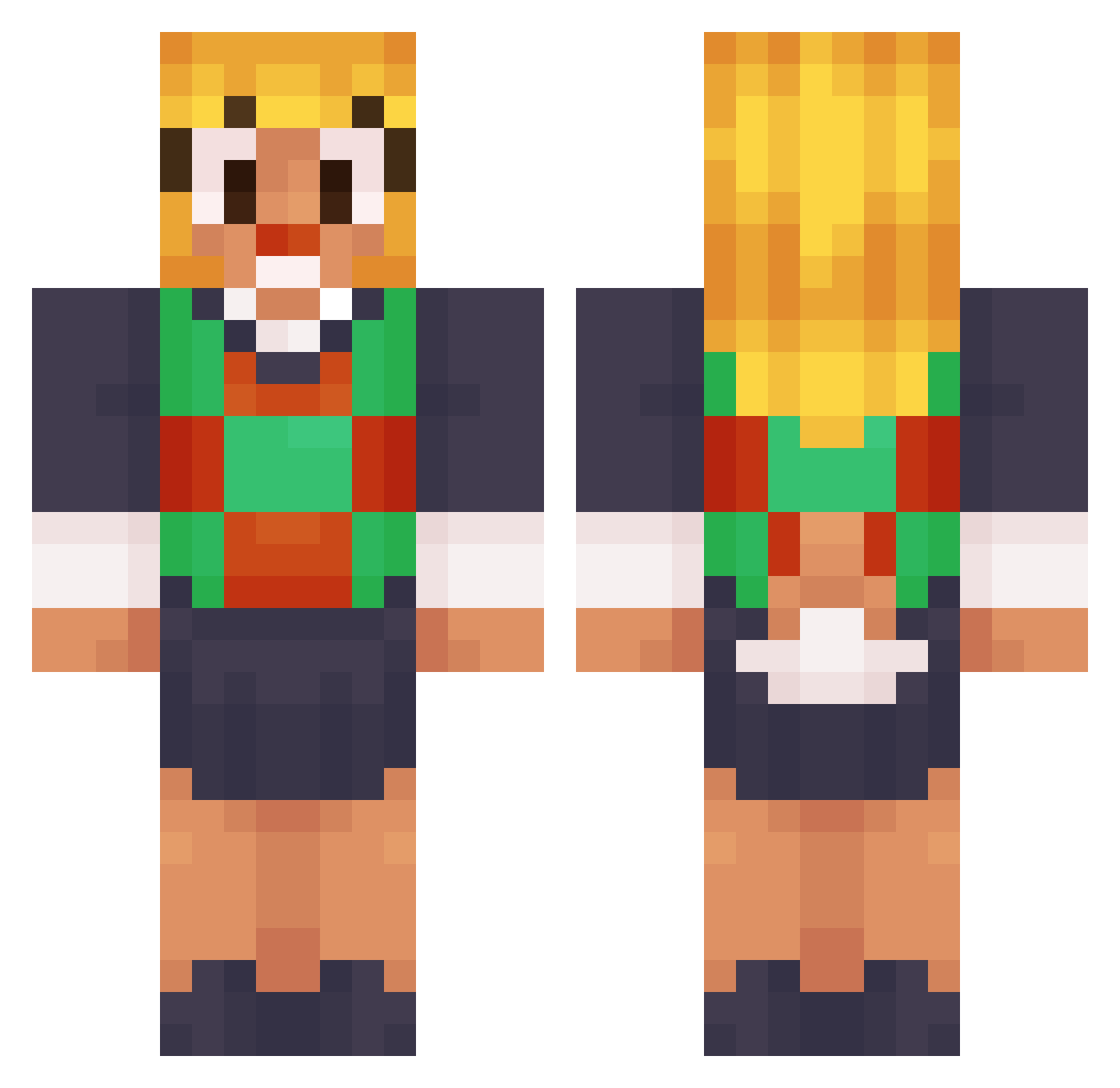 DumbEndermen Minecraft skin, front and back view