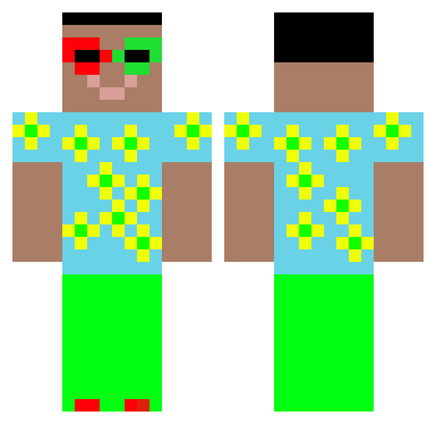 XScoreX Minecraft skin, front and back view