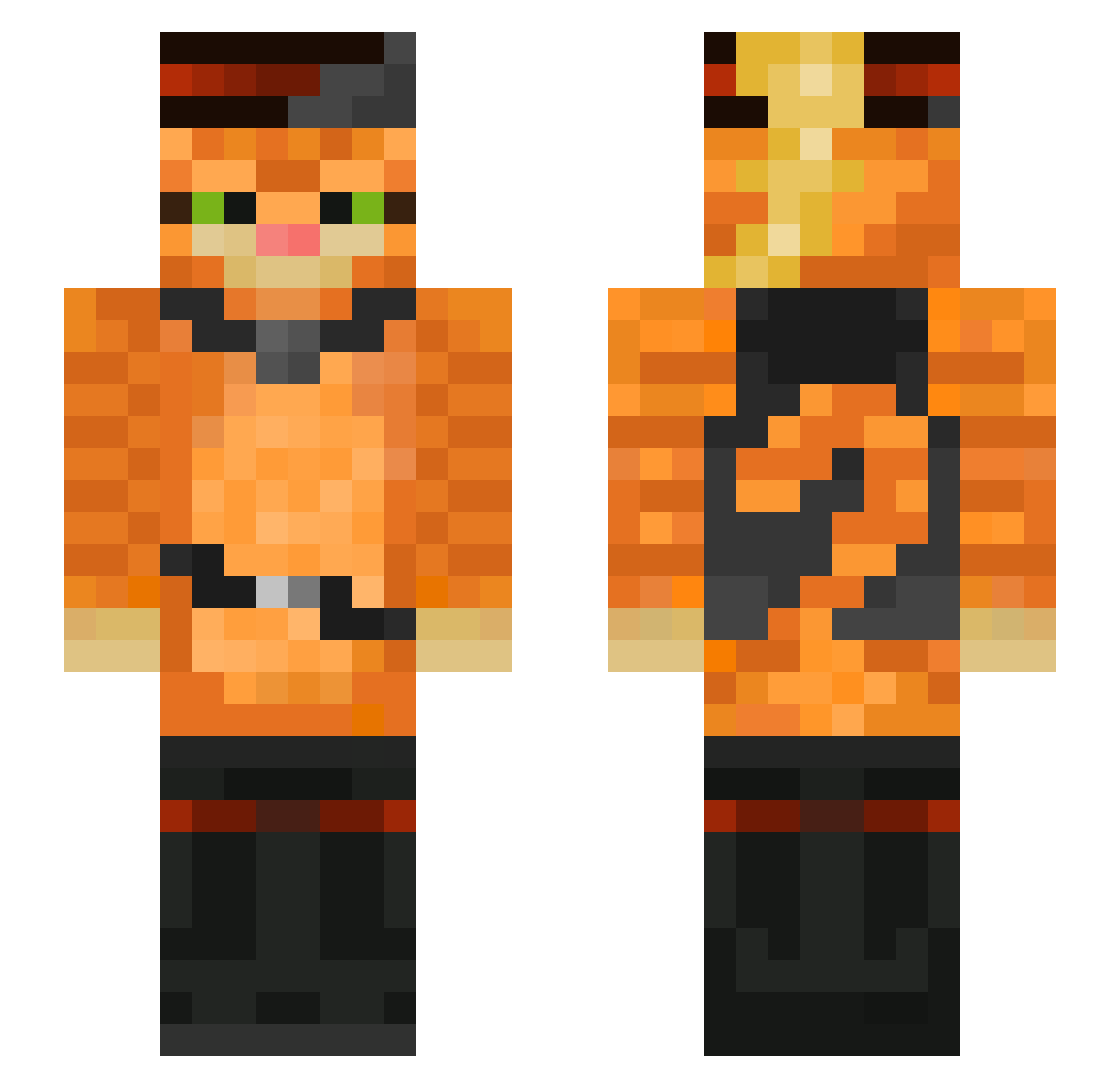 Oliqx Minecraft skin, front and back view