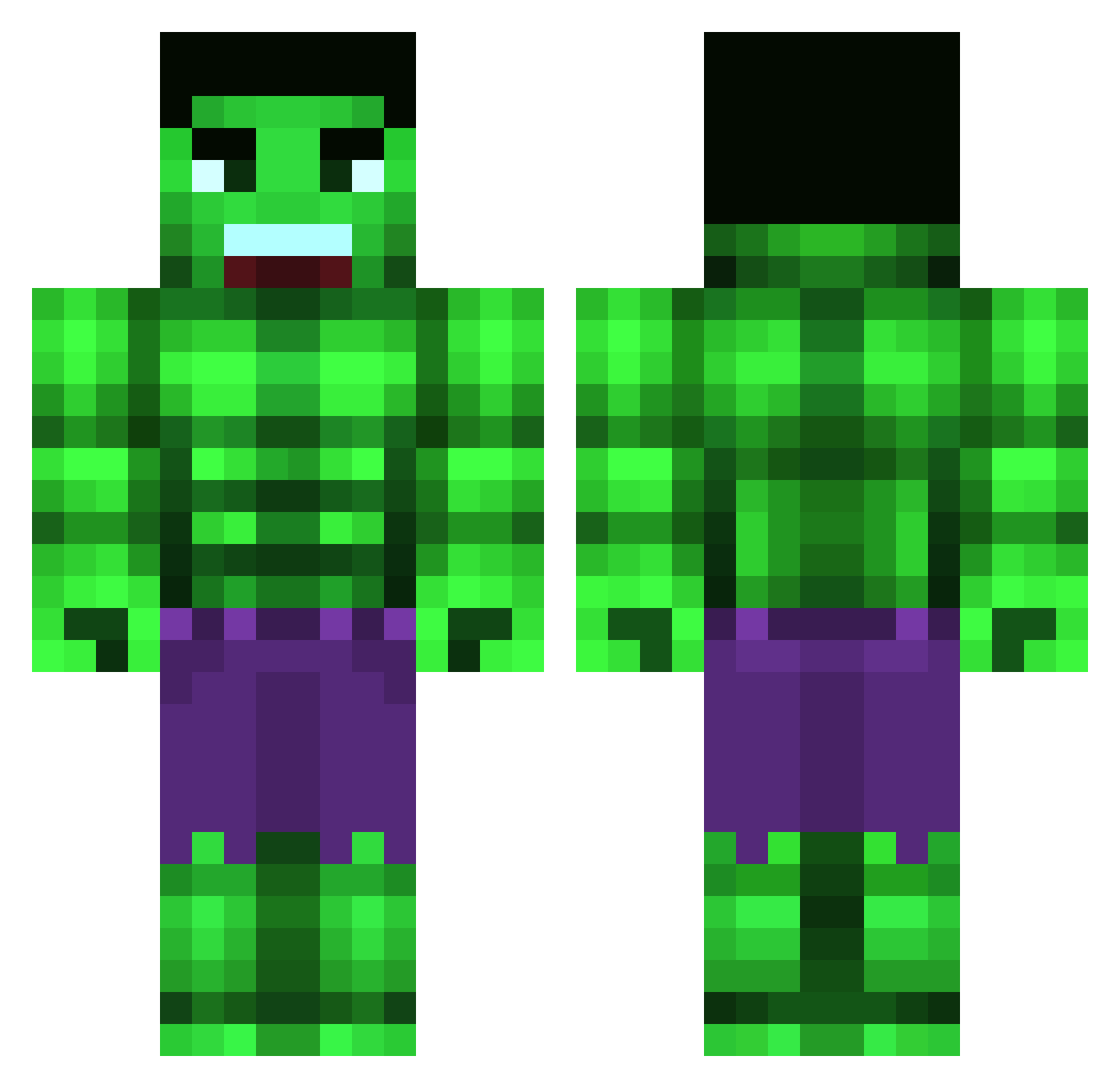 Mutantbeast01 Minecraft skin, front and back view