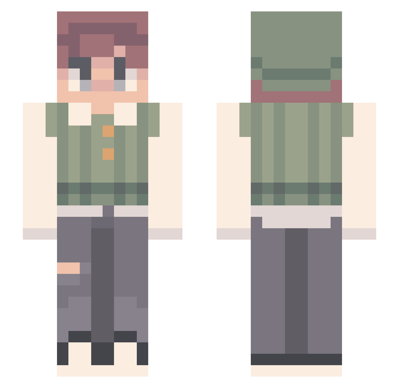 Tekama Minecraft skin, front and back view