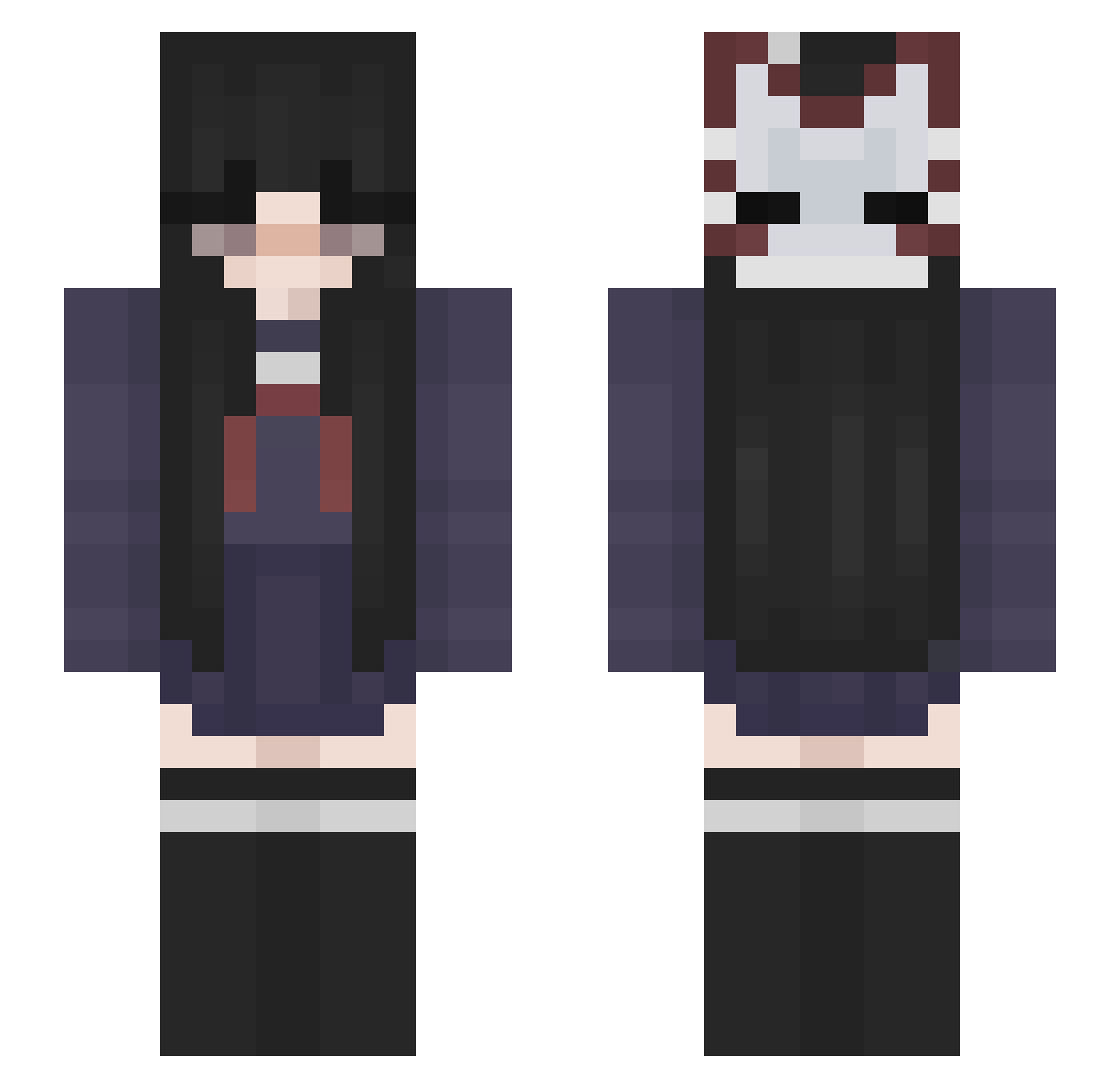hauntive Minecraft skin, front and back view